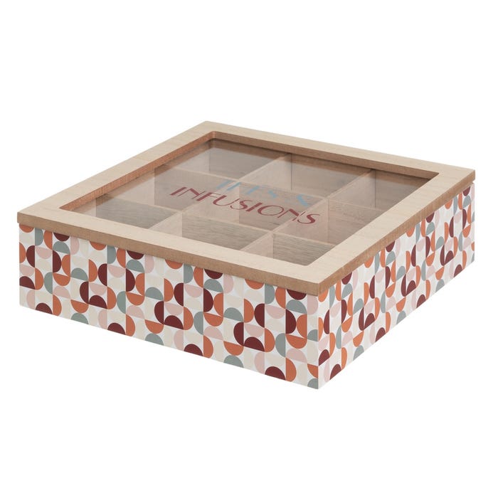 Caja 9 Compartimentos Mdf-Cristal 24 X 24 X 7 Cm