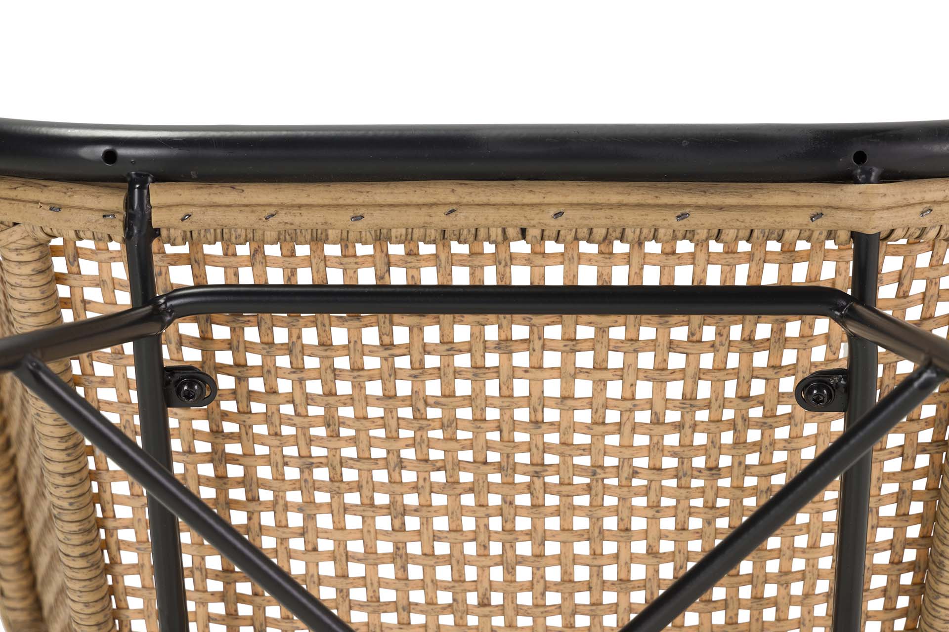 CADEIRA DE RATTAN SINTÉTICO PRETO NATURAL 58x59x82 CM