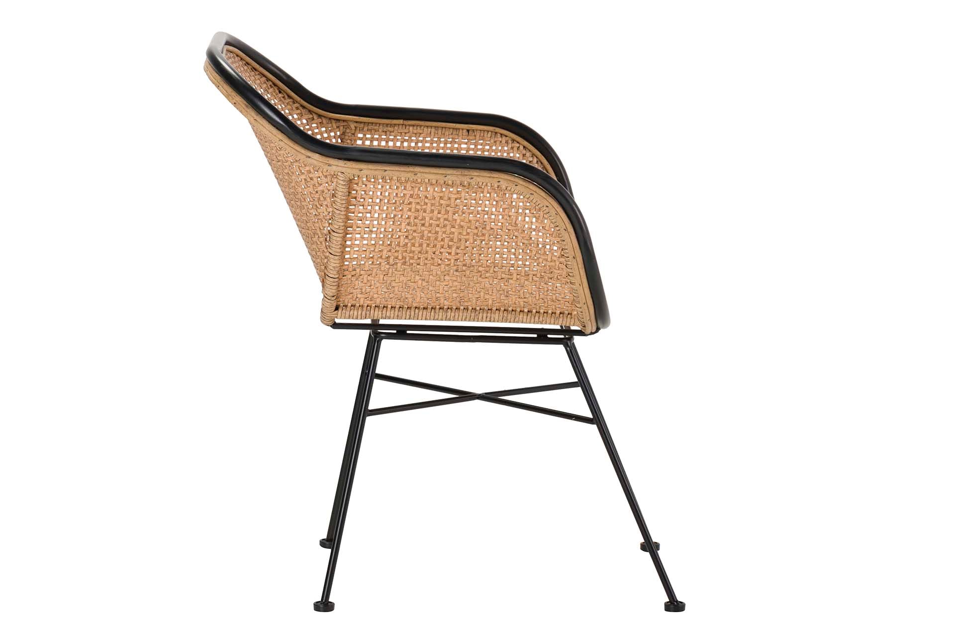 CADEIRA DE RATTAN SINTÉTICO PRETO NATURAL 58x59x82 CM