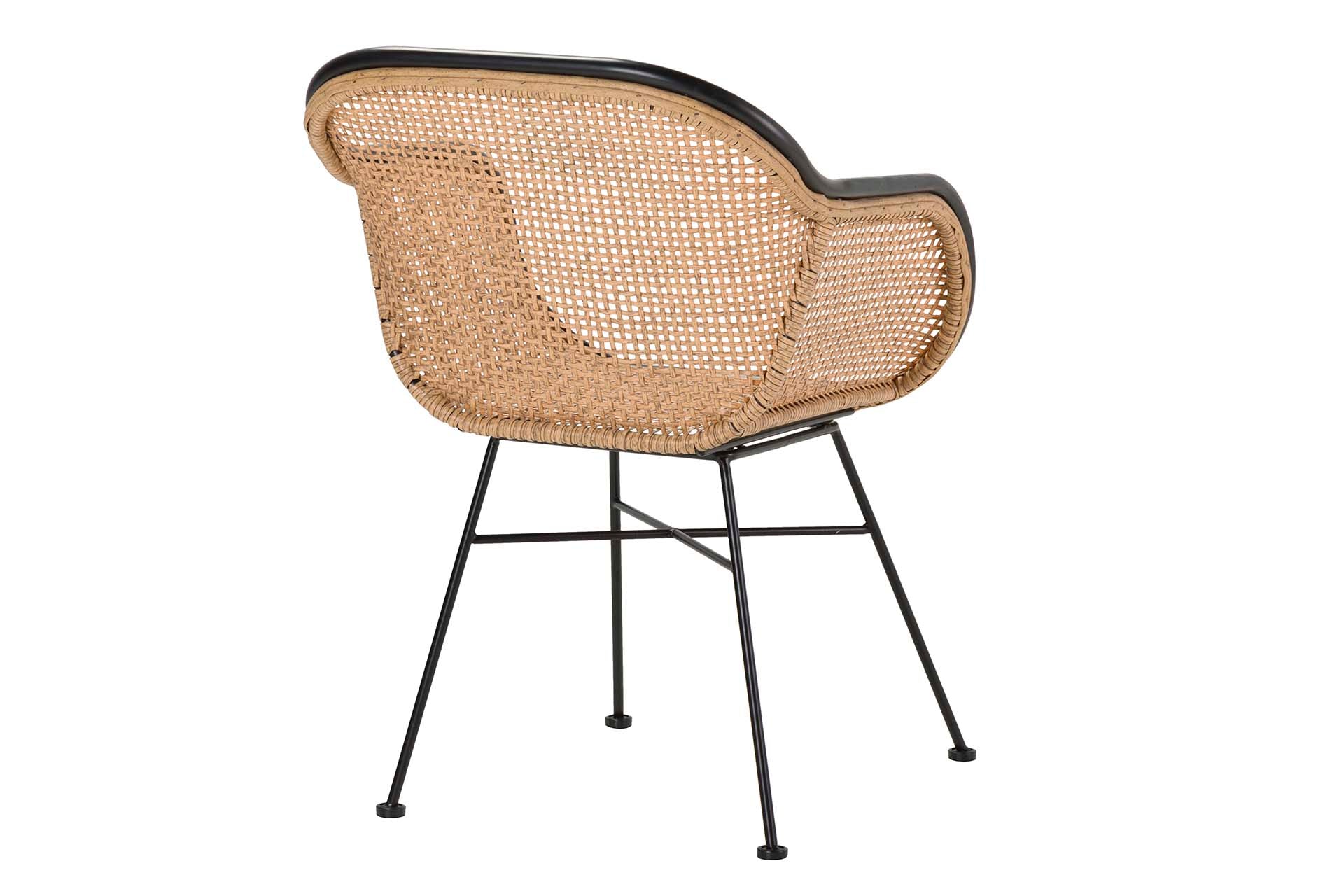 CADEIRA DE RATTAN SINTÉTICO PRETO NATURAL 58x59x82 CM