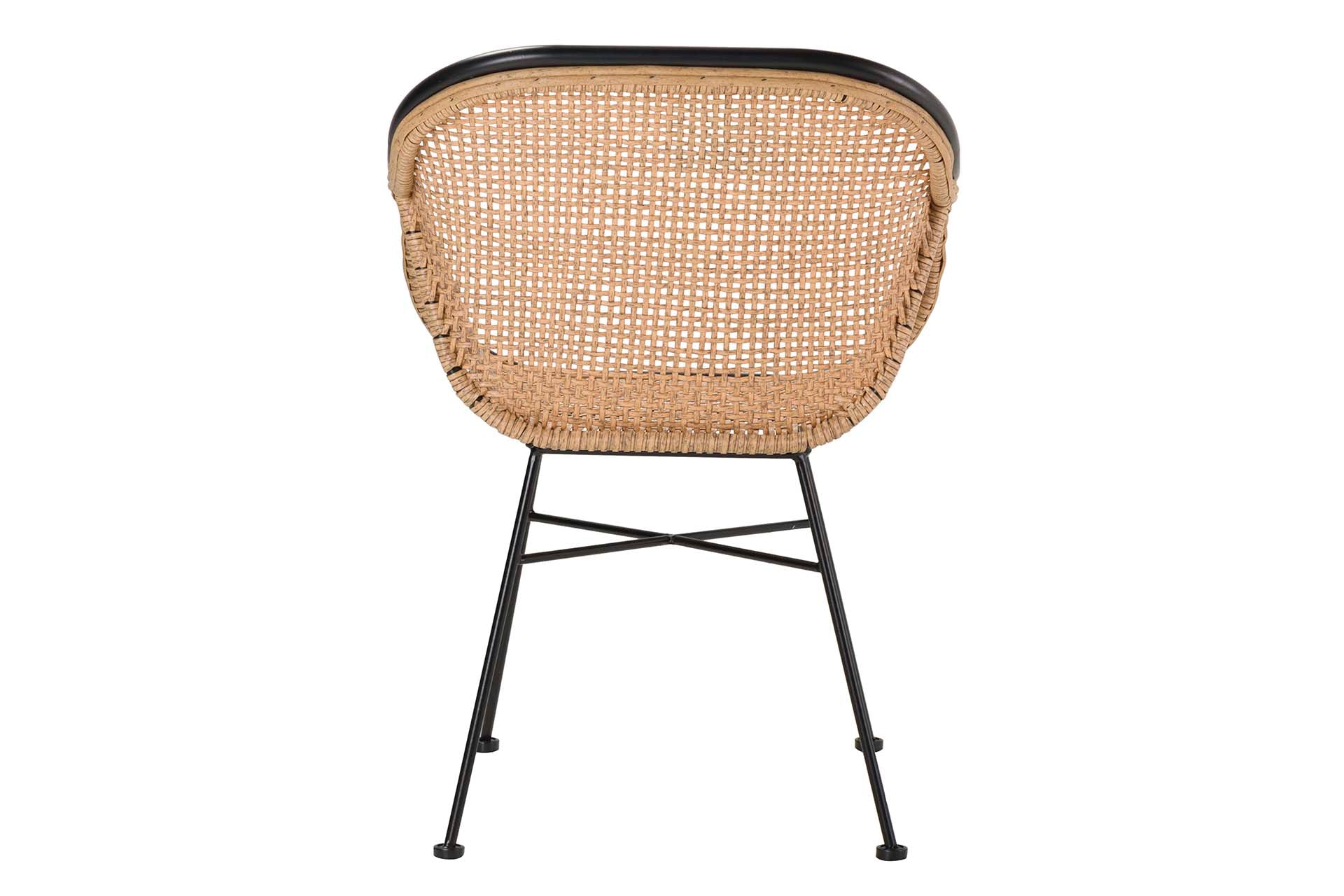 CADEIRA DE RATTAN SINTÉTICO PRETO NATURAL 58x59x82 CM