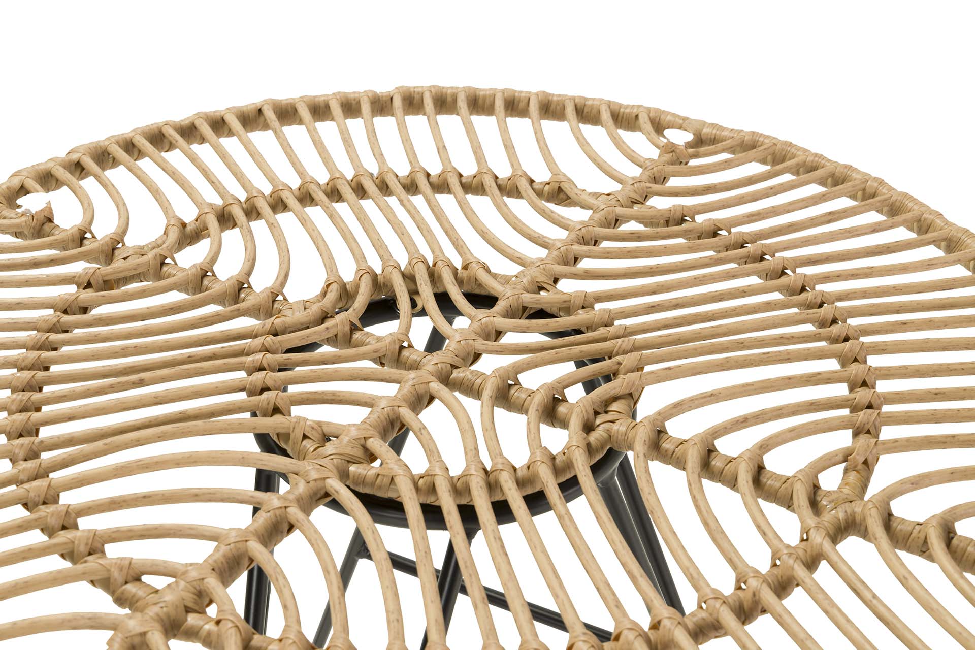 SYNTHETIC RATTAN IRON GLASS TABLE 75x75x75 CM