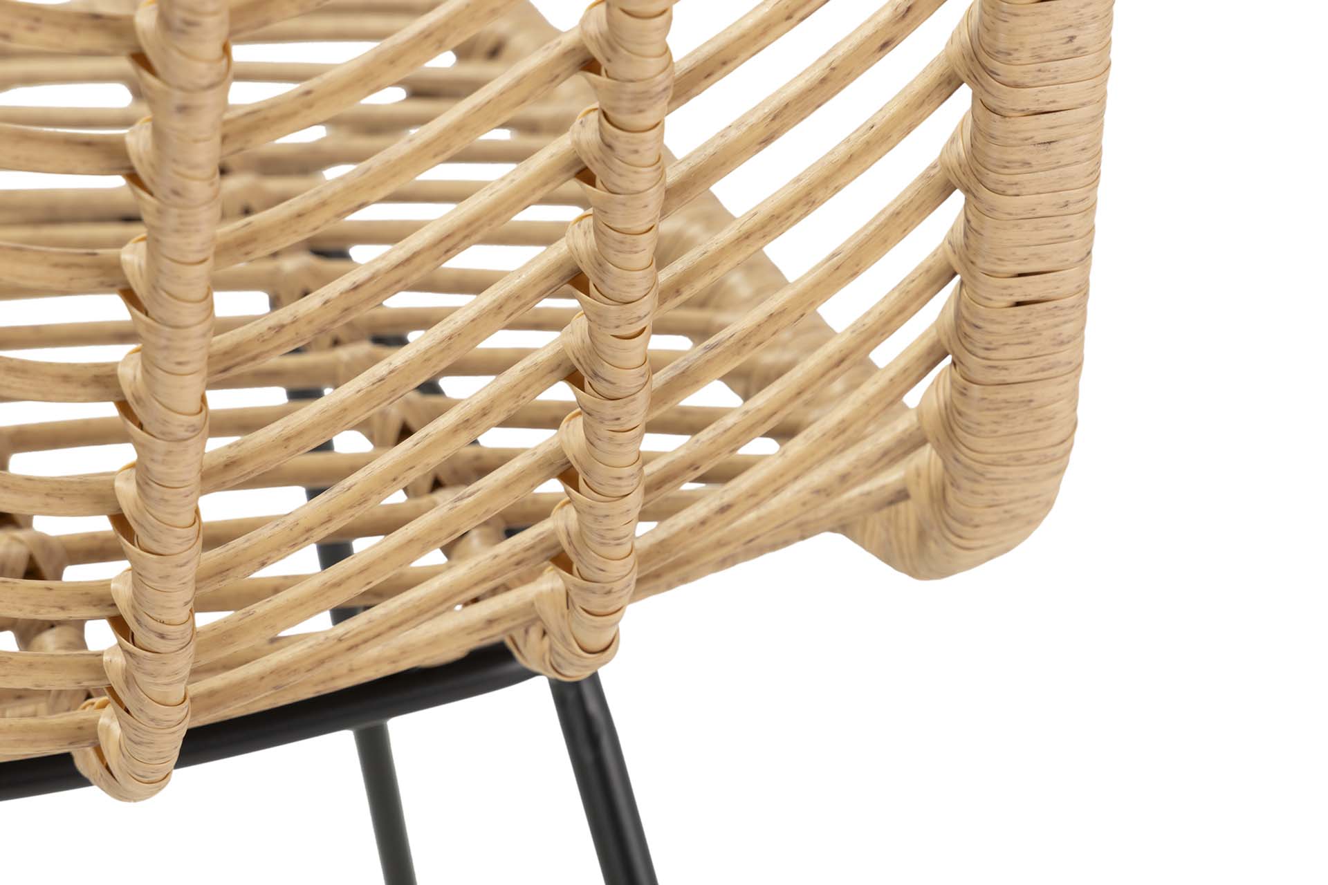 BANCO DE RATTAN SINTÉTICO PRETO NATURAL 53x58x109CM