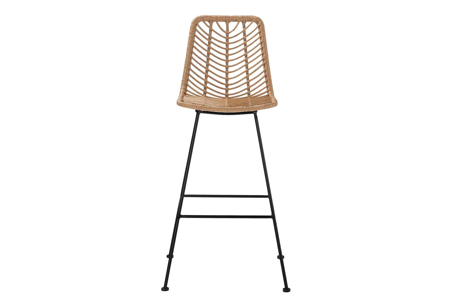 NATURAL BLACK SYNTHETIC RATTAN STOOL 53x58x109CM