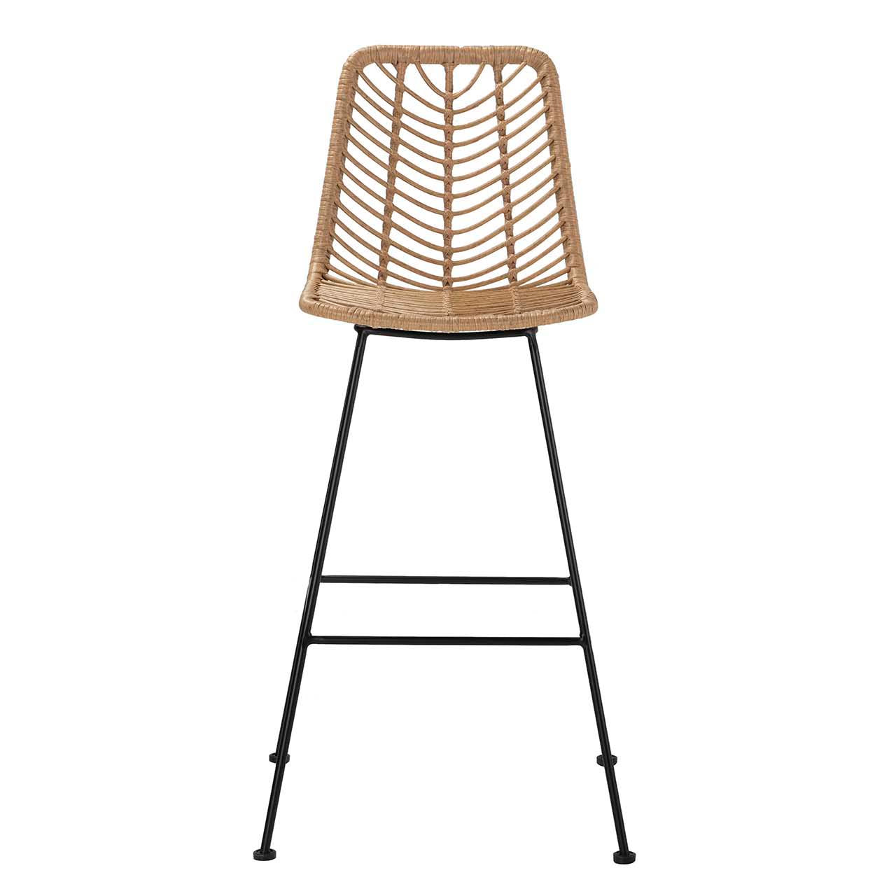 BANCO DE RATTAN SINTÉTICO PRETO NATURAL 53x58x109CM