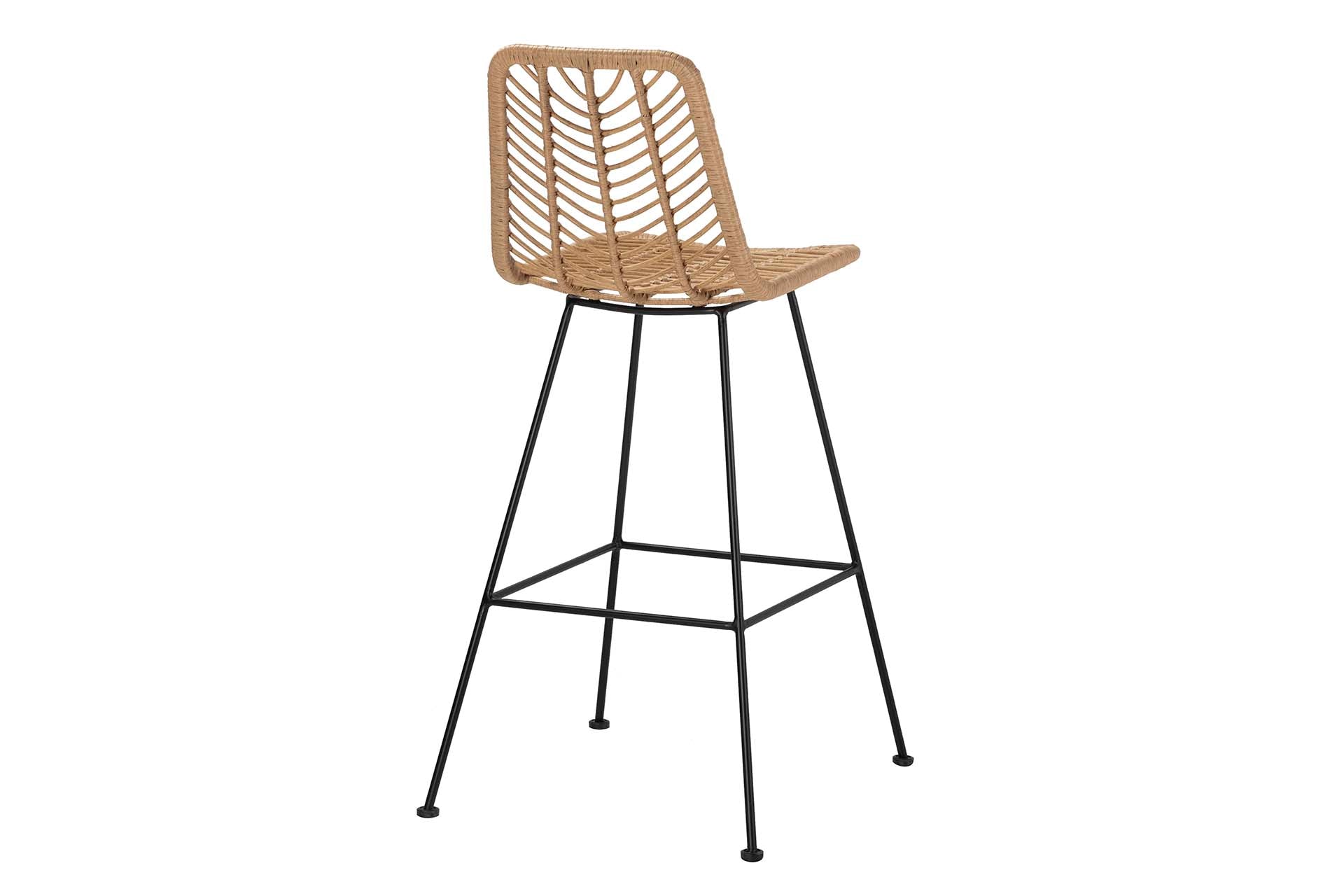 BANCO DE RATTAN SINTÉTICO PRETO NATURAL 53x58x109CM