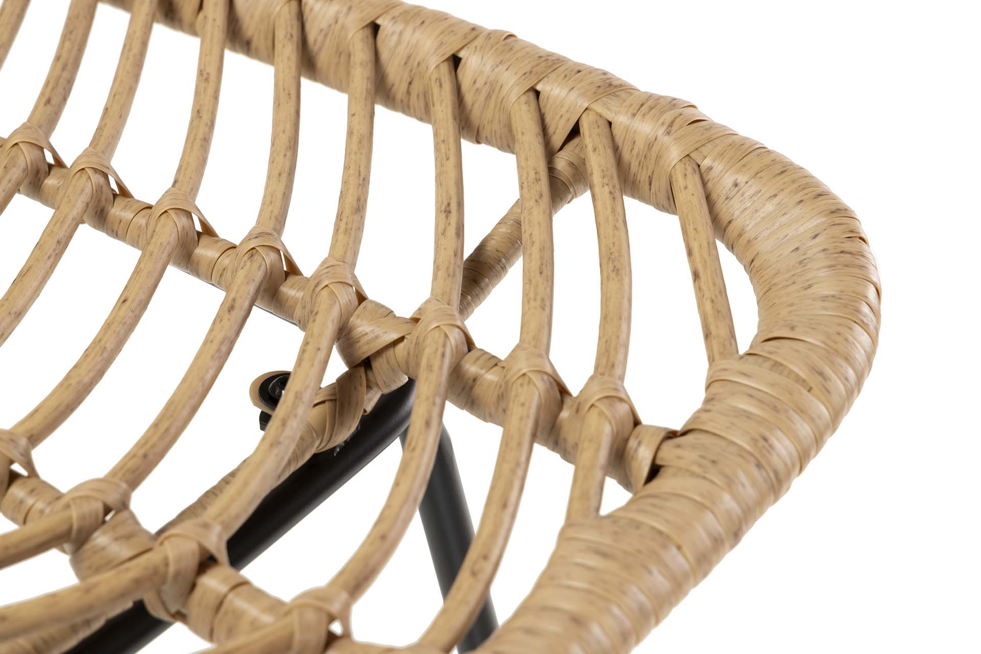 BANCO DE RATTAN SINTÉTICO PRETO NATURAL 53x58x109CM