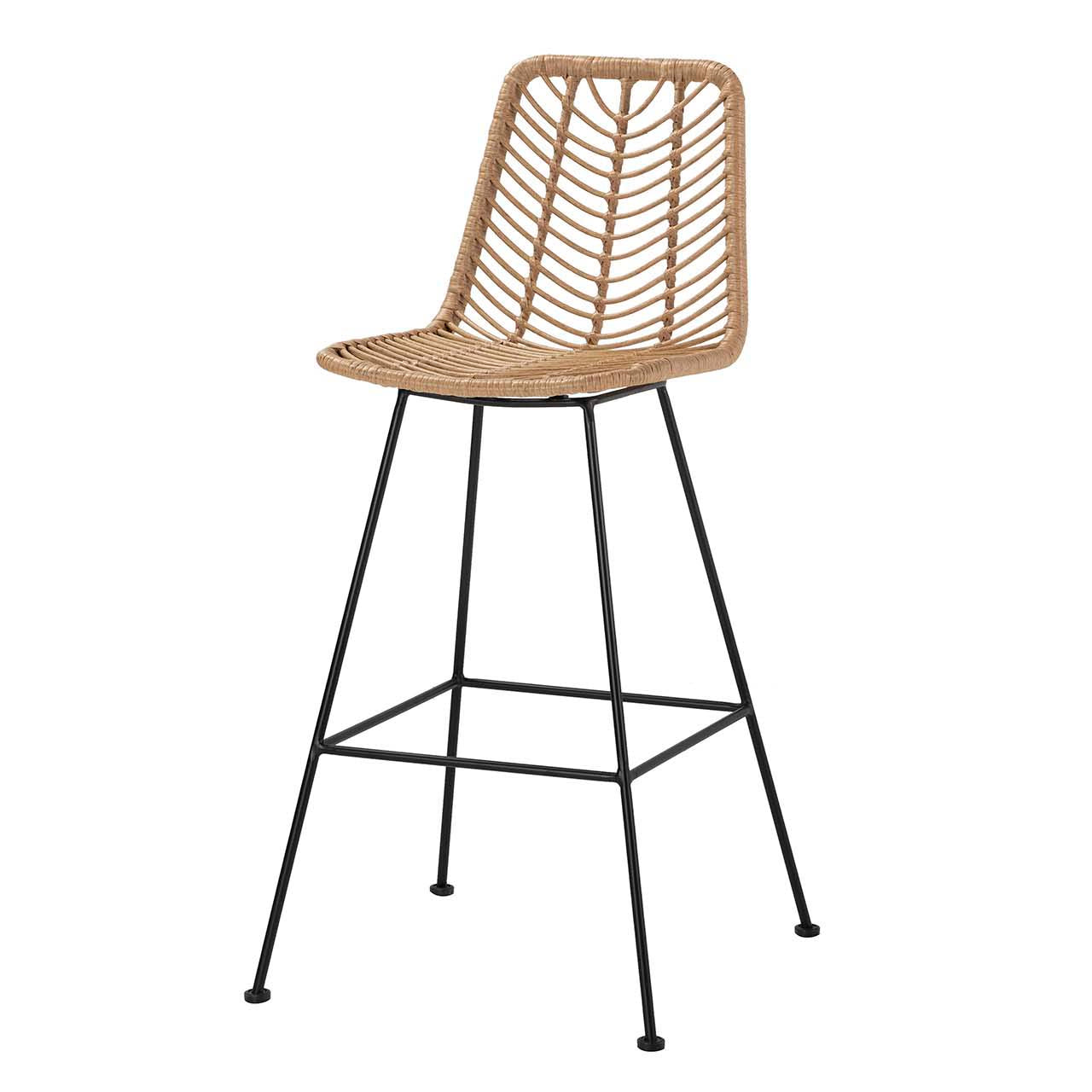 NATURAL BLACK SYNTHETIC RATTAN STOOL 53x58x109CM