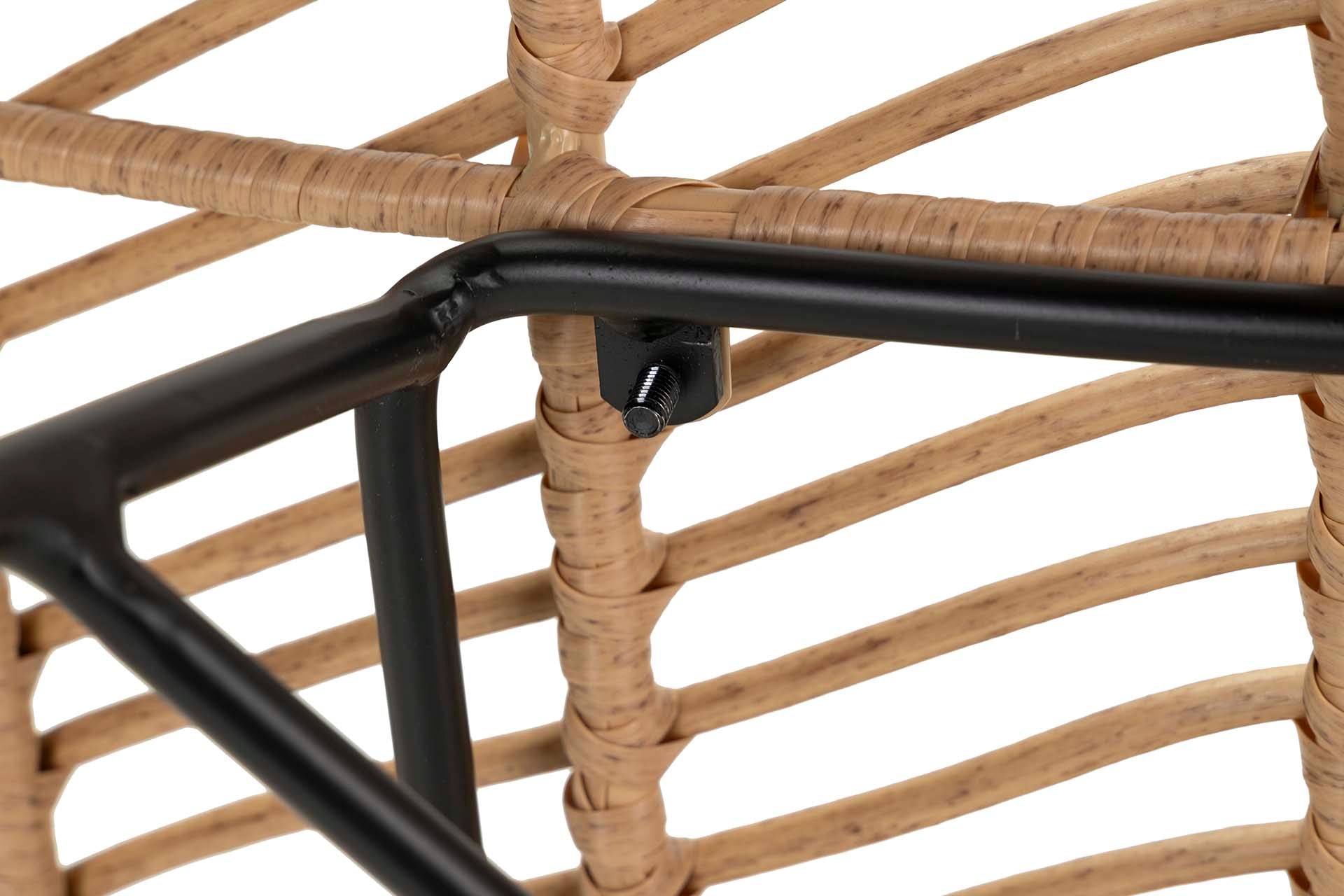CADEIRA DE RATTAN SINTÉTICO PRETO NATURAL 46x60x83 CM