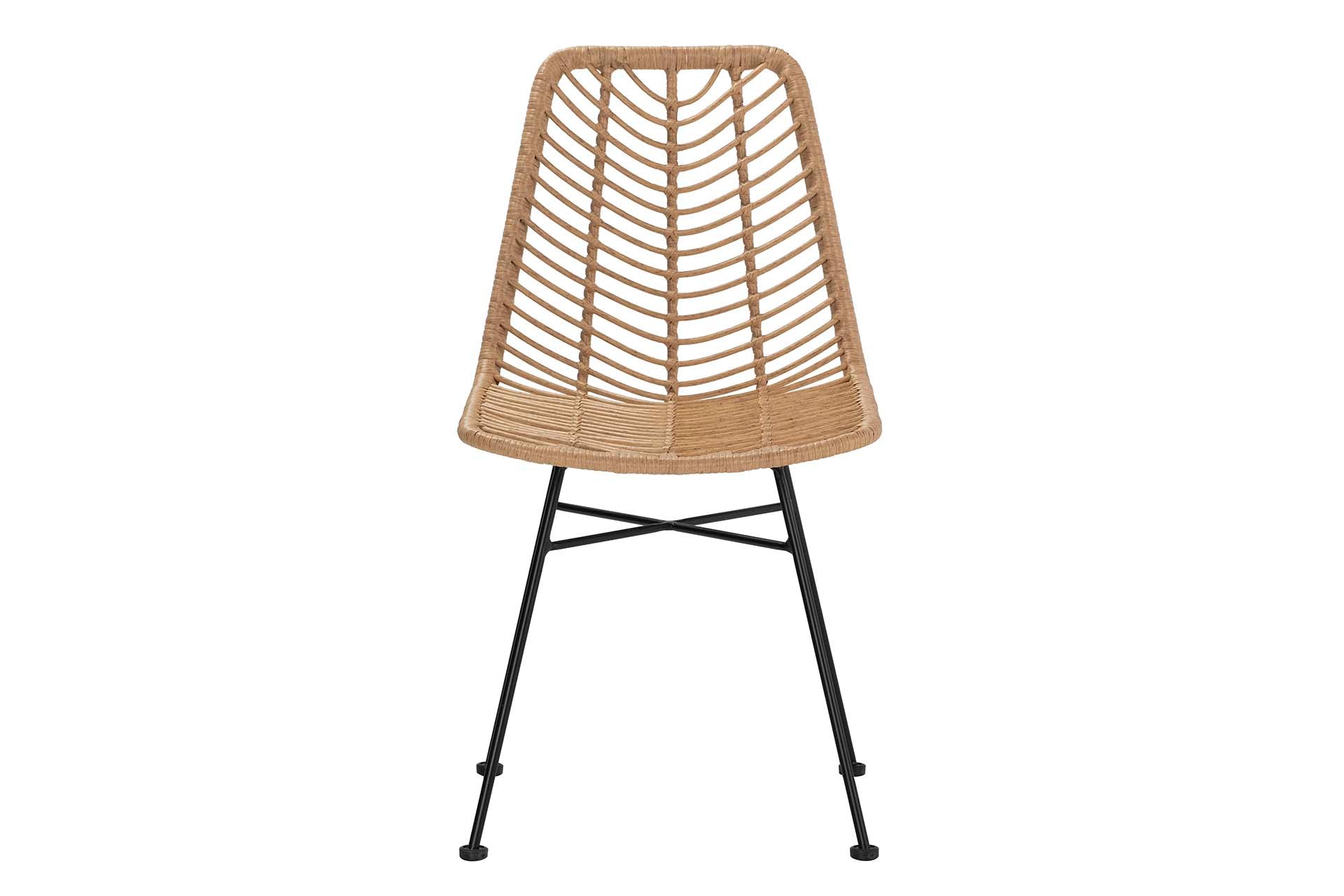 CADEIRA DE RATTAN SINTÉTICO PRETO NATURAL 46x60x83 CM
