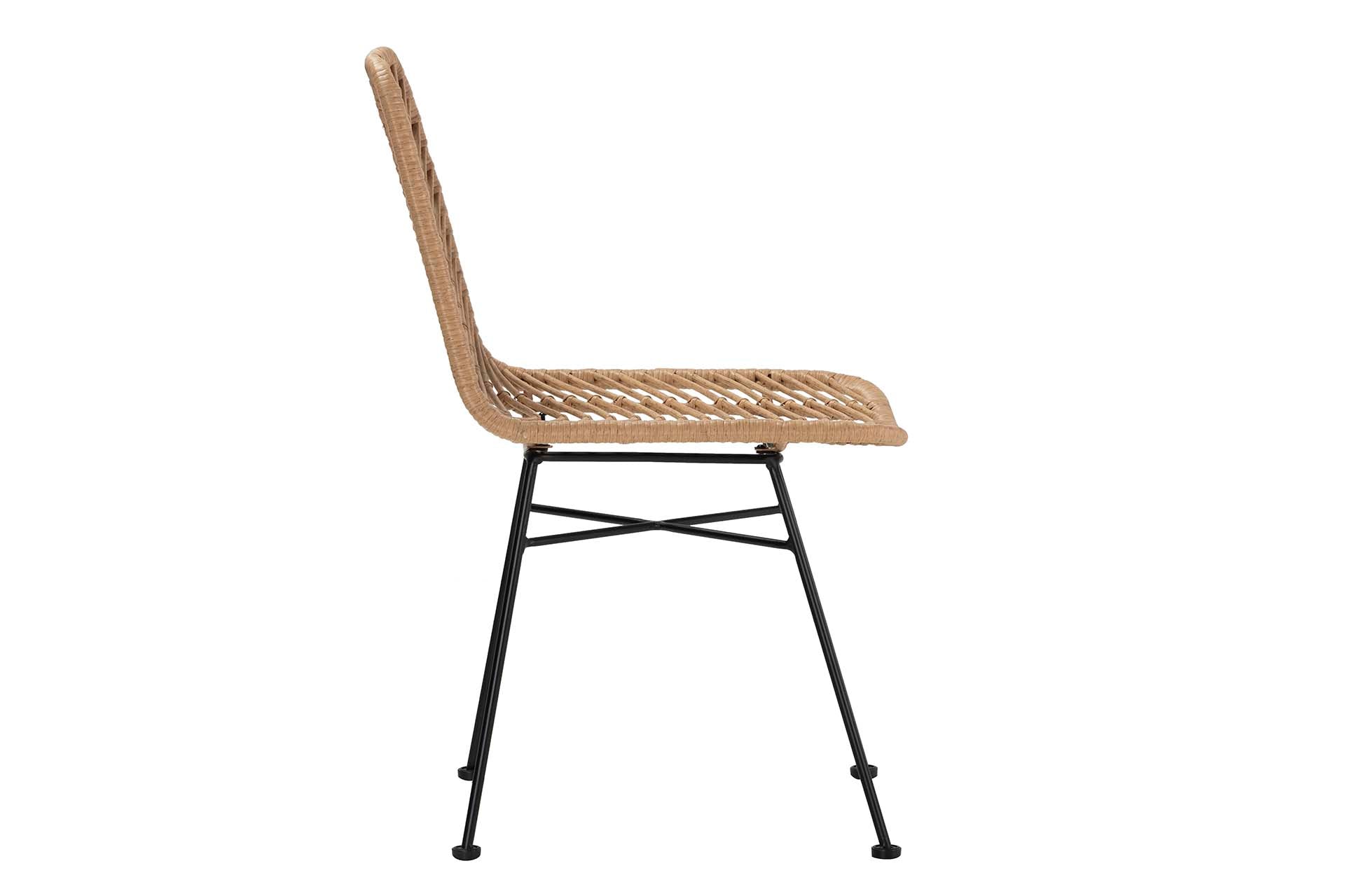 CADEIRA DE RATTAN SINTÉTICO PRETO NATURAL 46x60x83 CM
