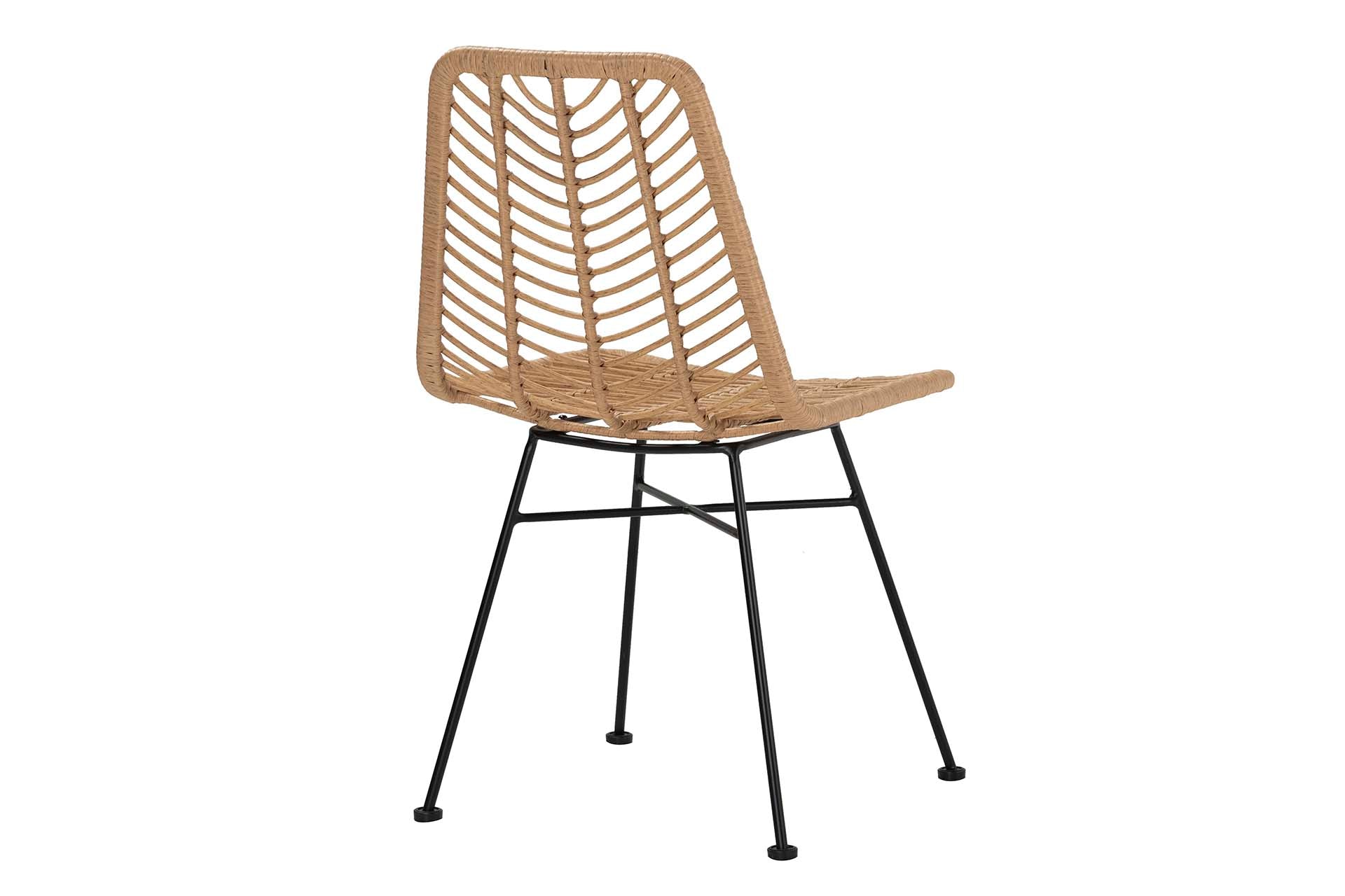 CADEIRA DE RATTAN SINTÉTICO PRETO NATURAL 46x60x83 CM