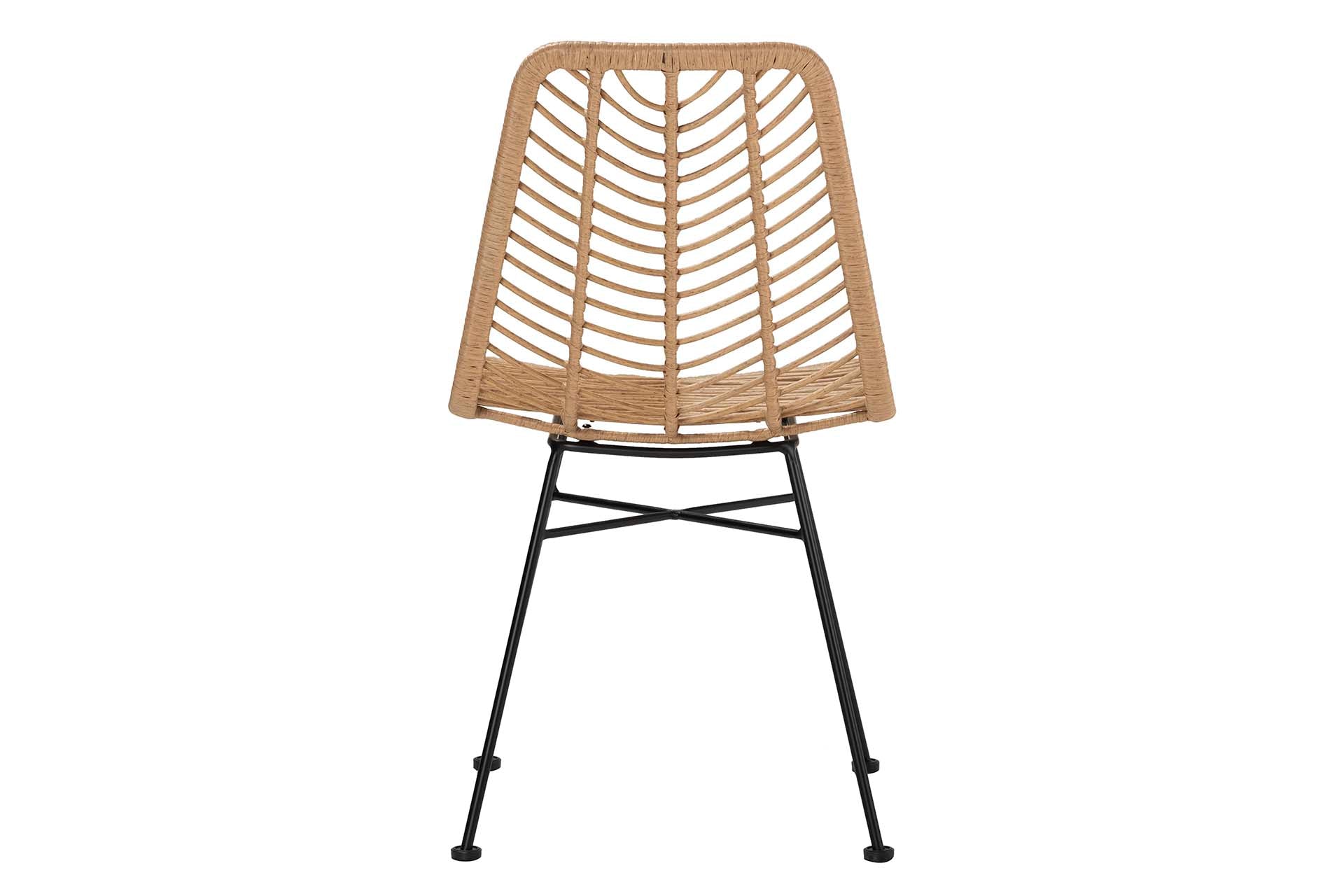CADEIRA DE RATTAN SINTÉTICO PRETO NATURAL 46x60x83 CM
