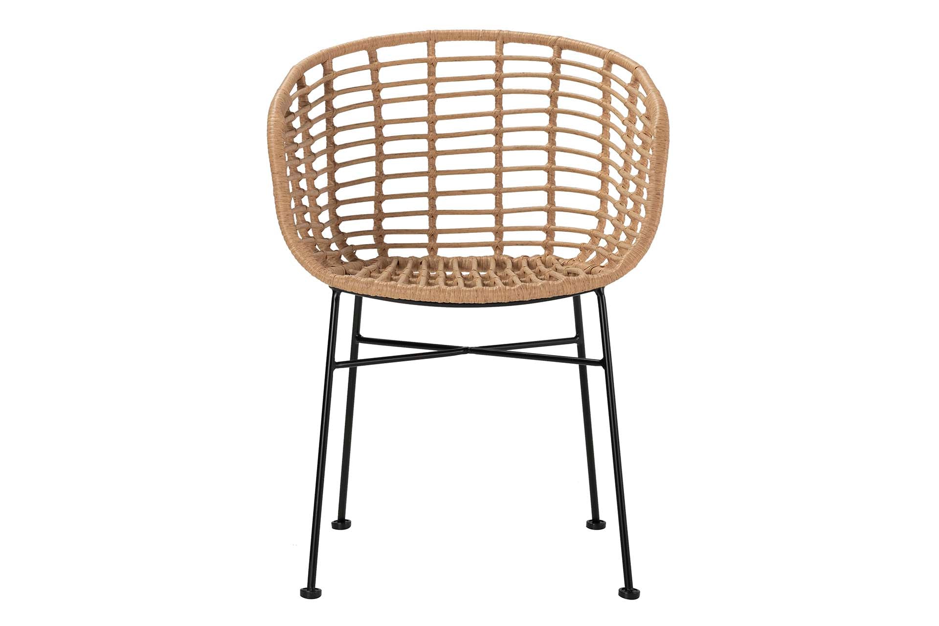 NATURAL BLACK SYNTHETIC RATTAN CHAIR 58x56x77 CM