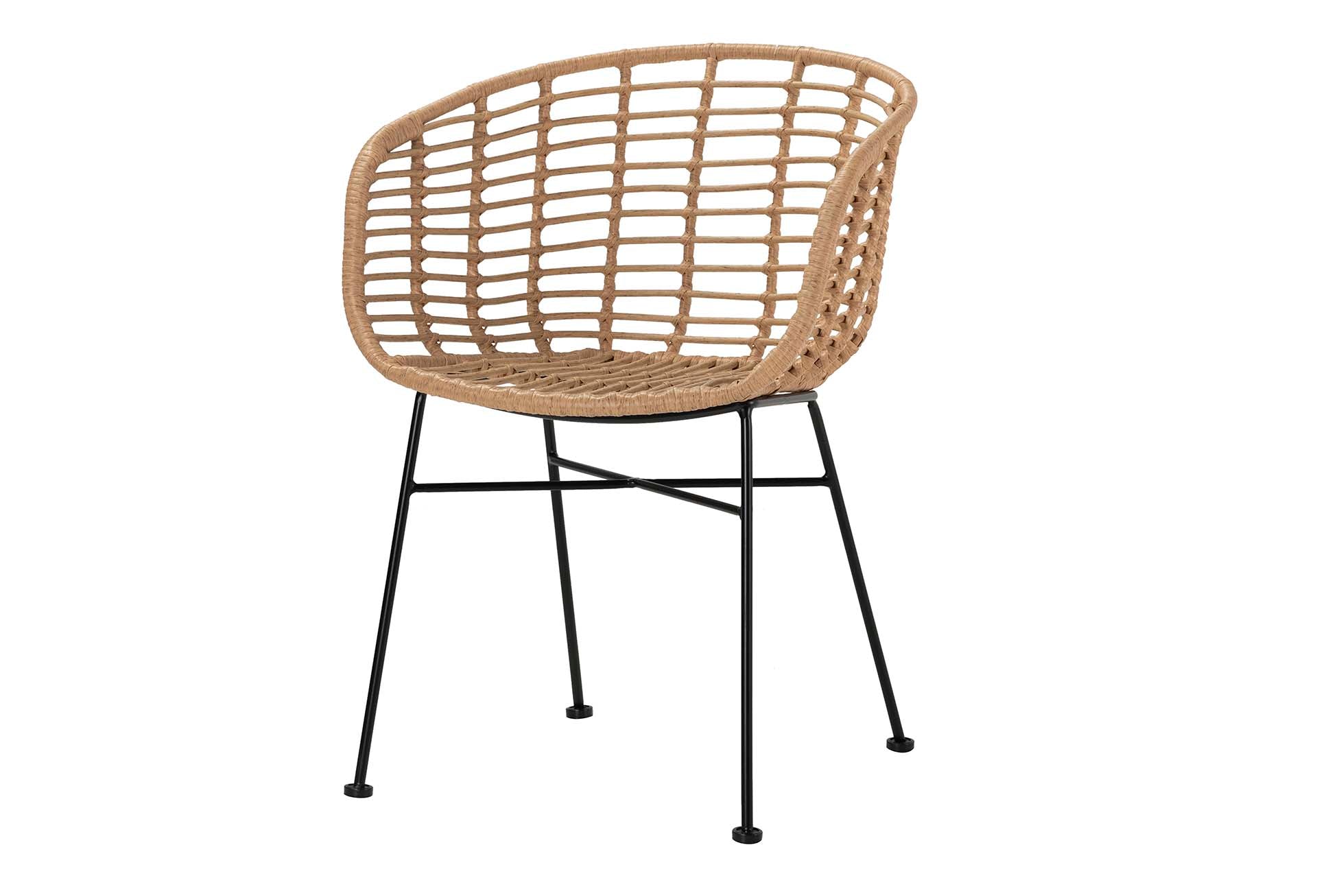 NATURAL BLACK SYNTHETIC RATTAN CHAIR 58x56x77 CM