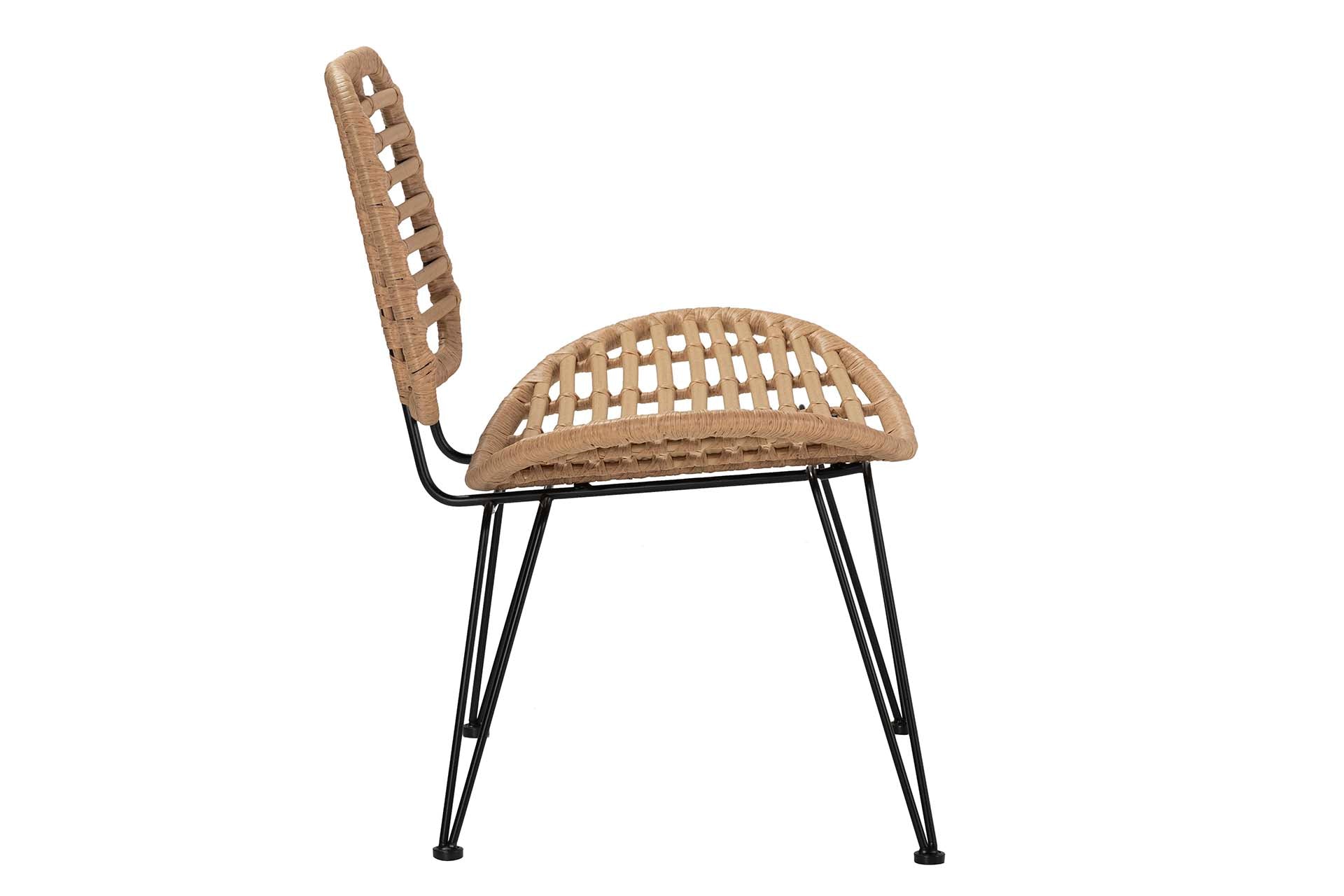 NATURAL BLACK SYNTHETIC RATTAN CHAIR 87x63x79 CM