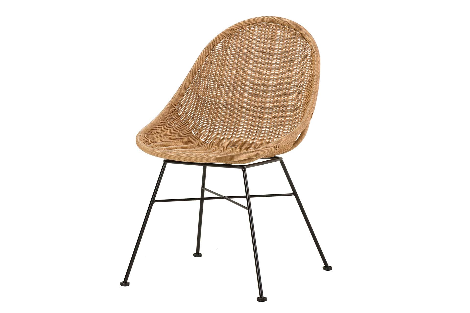 NATURAL BLACK SYNTHETIC RATTAN CHAIR 52x62x84 CM