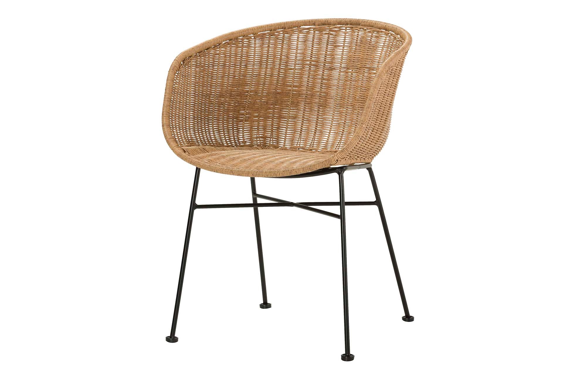 NATURAL BLACK SYNTHETIC RATTAN CHAIR 58x57x78 CM