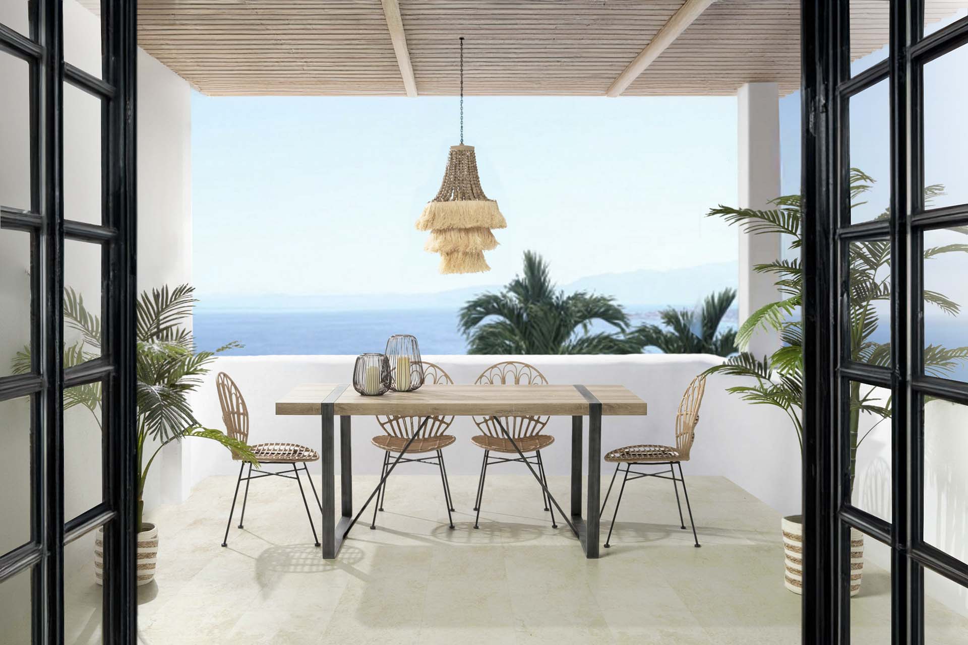 NATURAL BLACK SYNTHETIC RATTAN CHAIR 53x56x82 CM