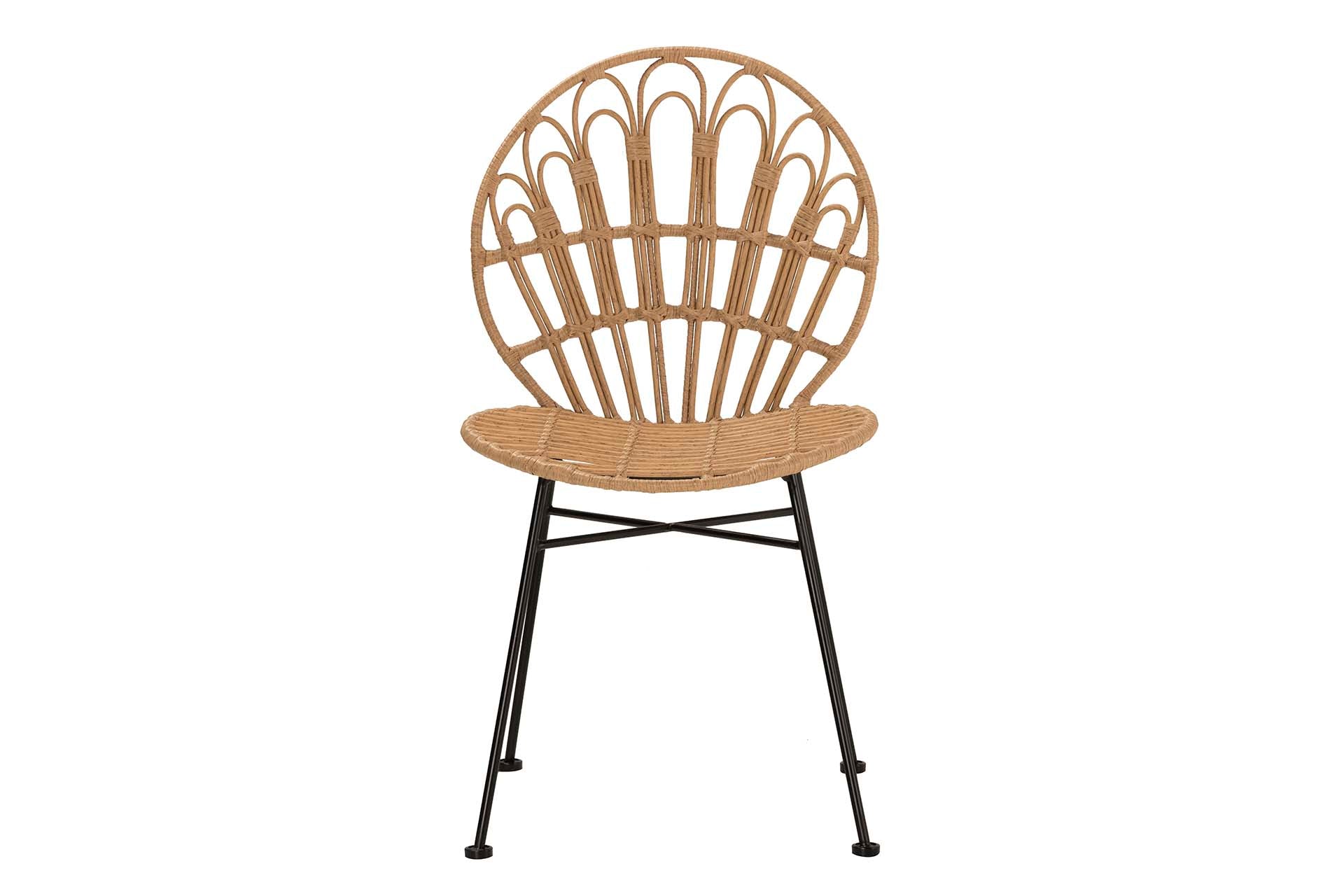 NATURAL BLACK SYNTHETIC RATTAN CHAIR 53x56x82 CM