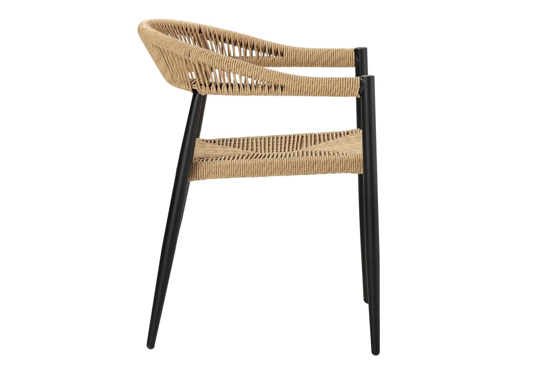 SILLA RATAN SINTETICO NATURAL NEGRO 57x57x75 CM