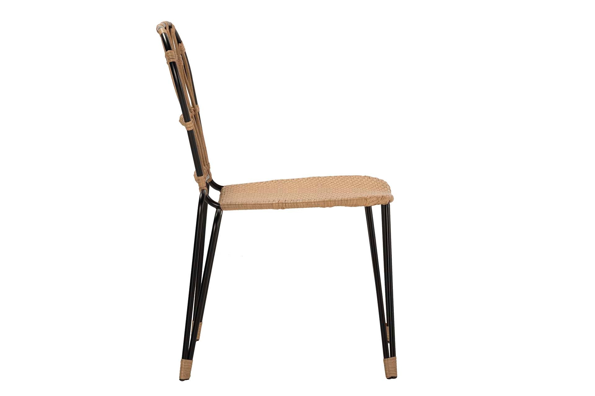 SILLA RATAN SINTETICO NATURAL NEGRO 47x58x86 CM