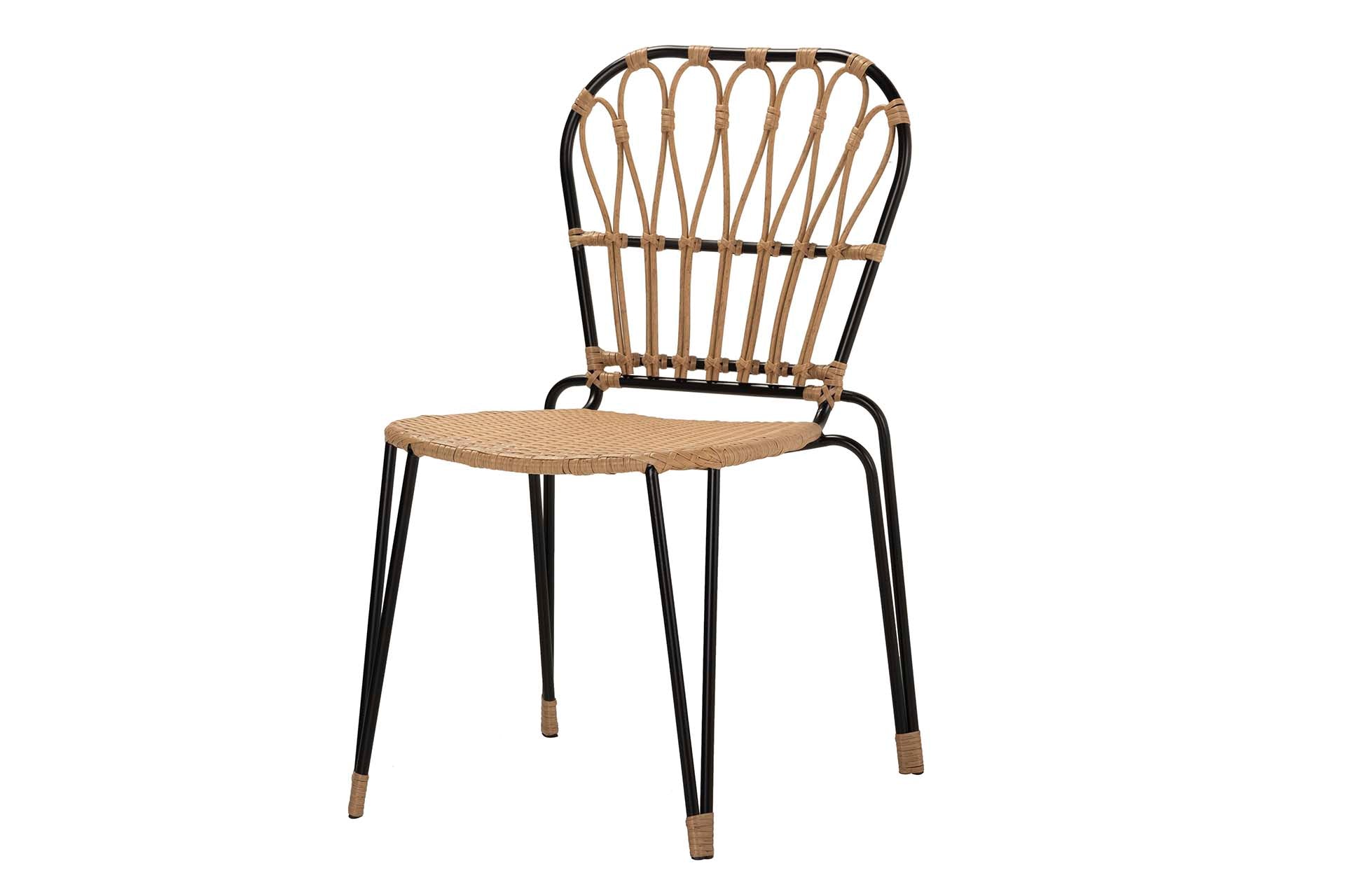 NATURAL BLACK SYNTHETIC RATTAN CHAIR 47x58x86 CM