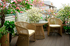 SYNTHETIC RATTAN IRON GLASS TABLE 120x120x75 CM