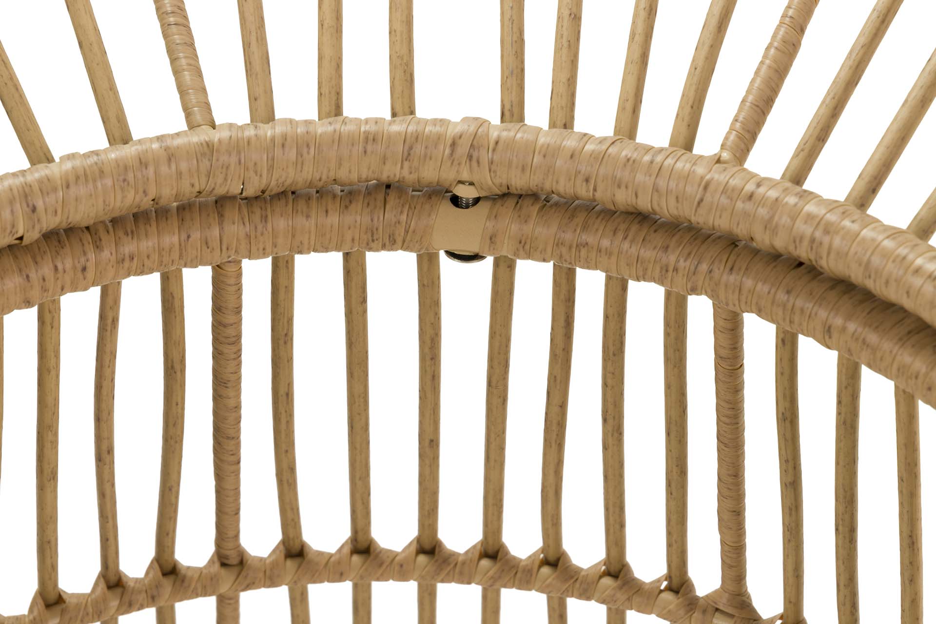 SYNTHETIC RATTAN IRON GLASS TABLE 120x120x75 CM