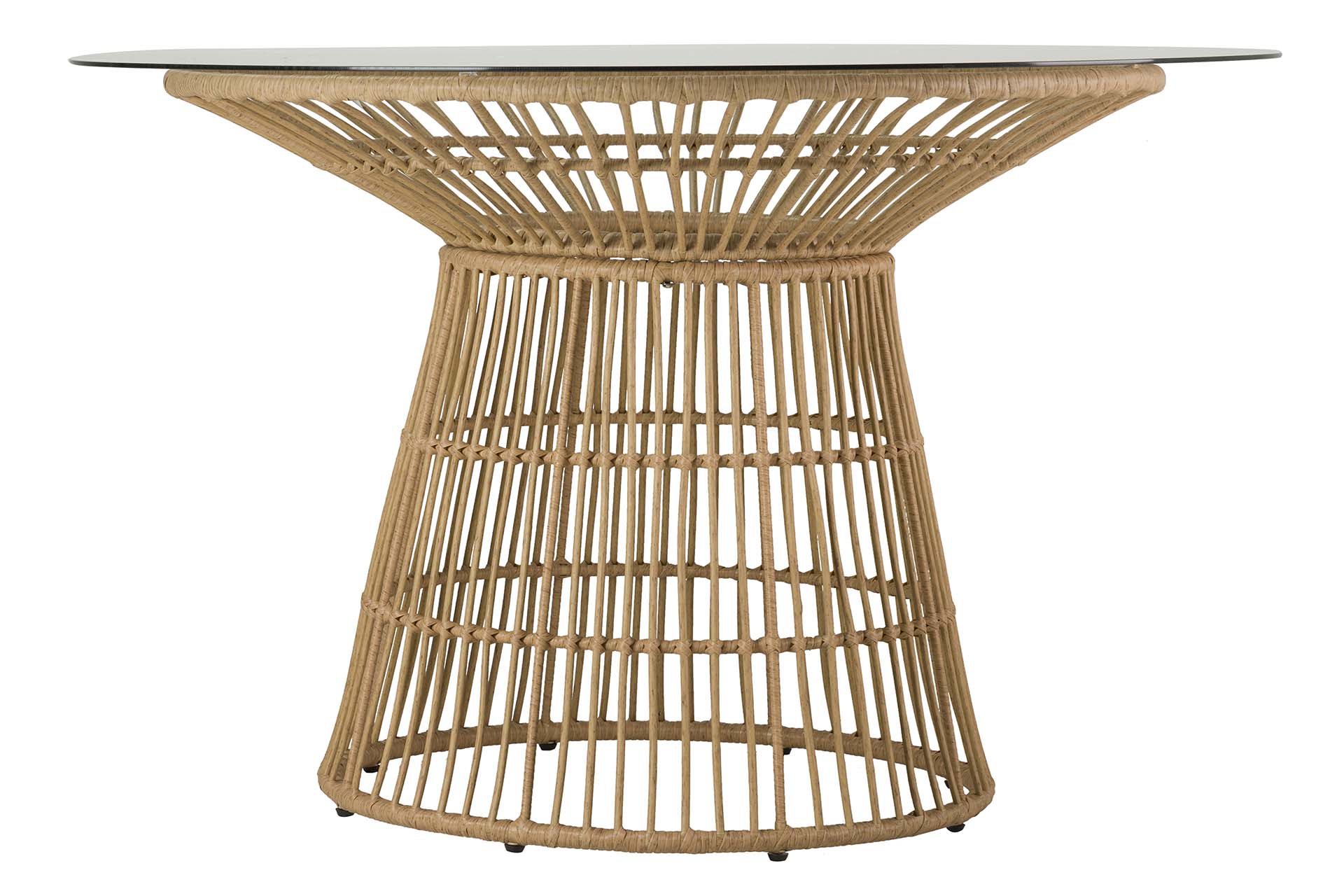 SYNTHETIC RATTAN IRON GLASS TABLE 120x120x75 CM