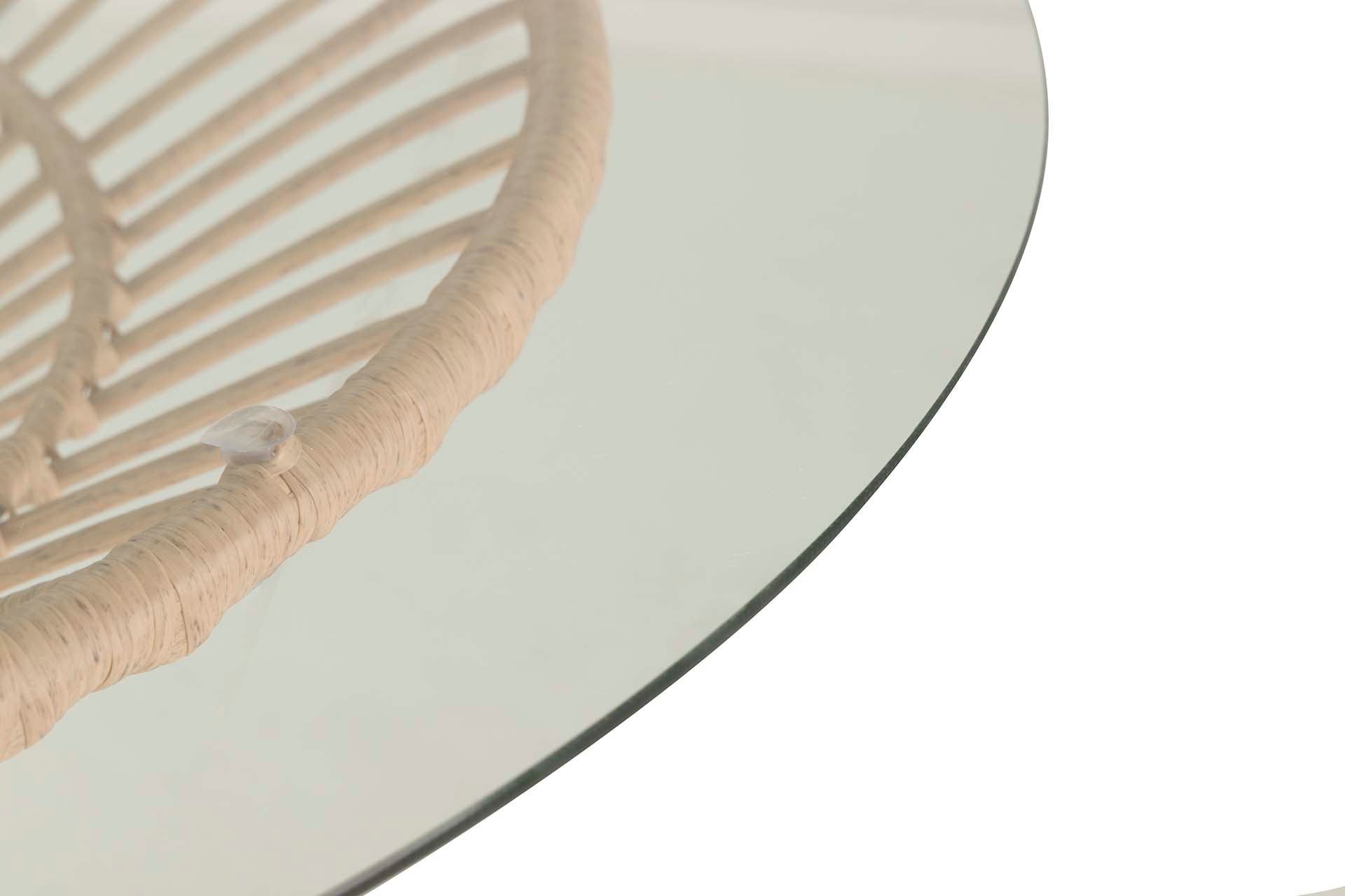 SYNTHETIC RATTAN IRON GLASS TABLE 120x120x75 CM