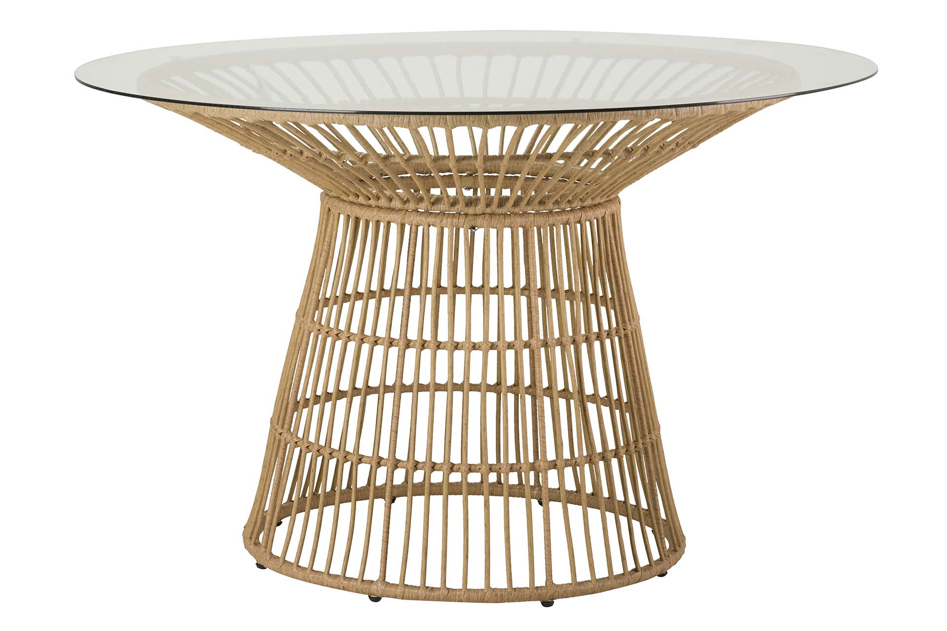 SYNTHETIC RATTAN IRON GLASS TABLE 120x120x75 CM