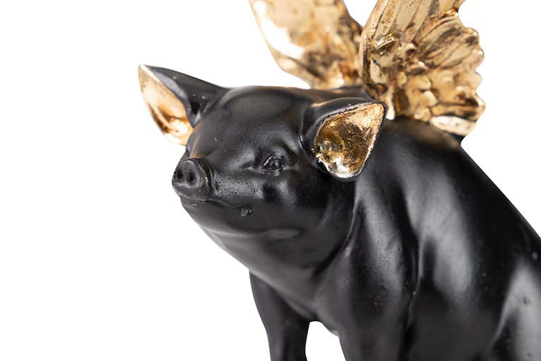 PIG FIGURE WITH WINGS RESIN DECORATION 15x14x32 CM
