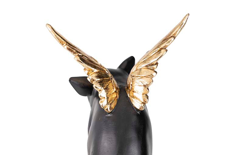 PIG FIGURE WITH WINGS RESIN DECORATION 15x14x32 CM