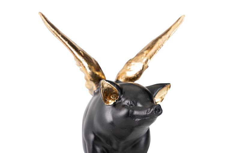 PIG FIGURE WITH WINGS RESIN DECORATION 15x14x32 CM