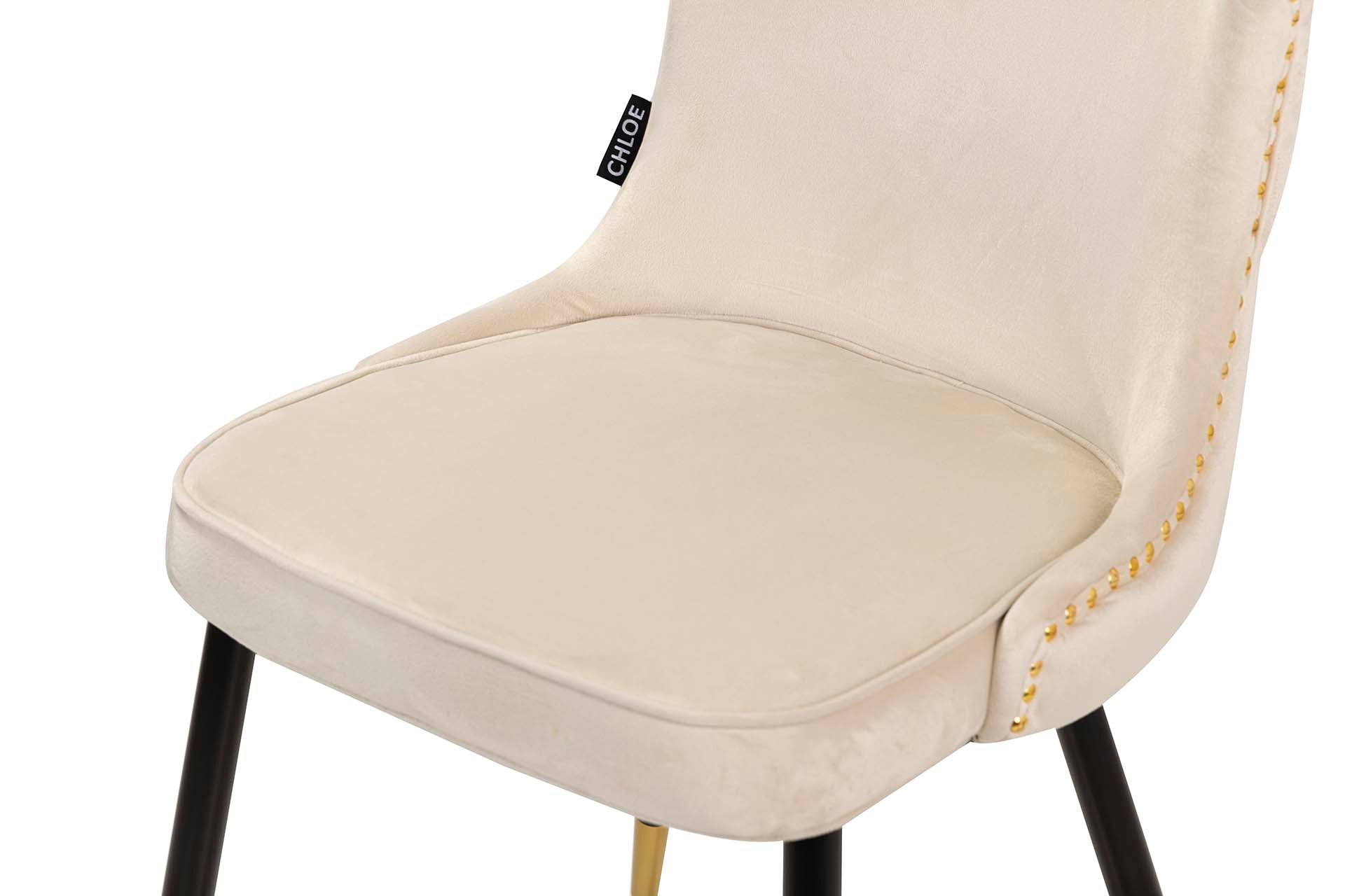 SILLA TACHUELAS VELVET BLANCO ASPEN 49x54x79 CM - Min.2 uds