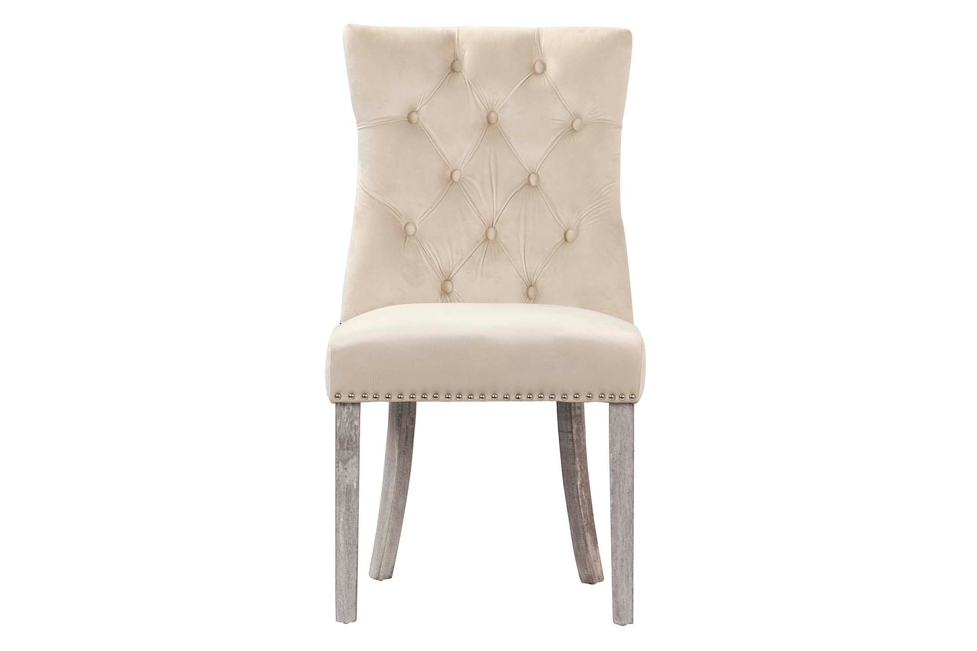 SILLA TACHUELAS VELVET BLANCO BODIE 54x55x97 CM - Min.2 uds