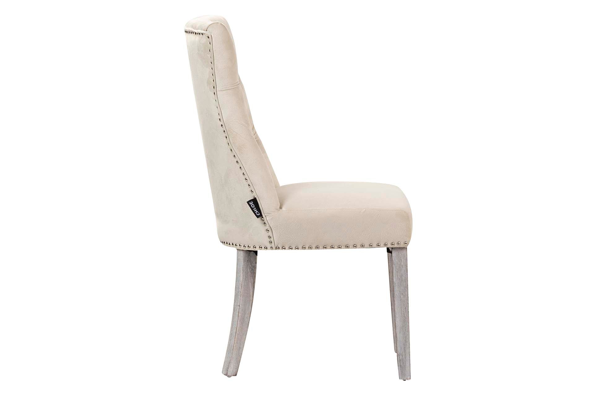 SILLA TACHUELAS VELVET BLANCO BODIE 54x55x97 CM - Min.2 uds