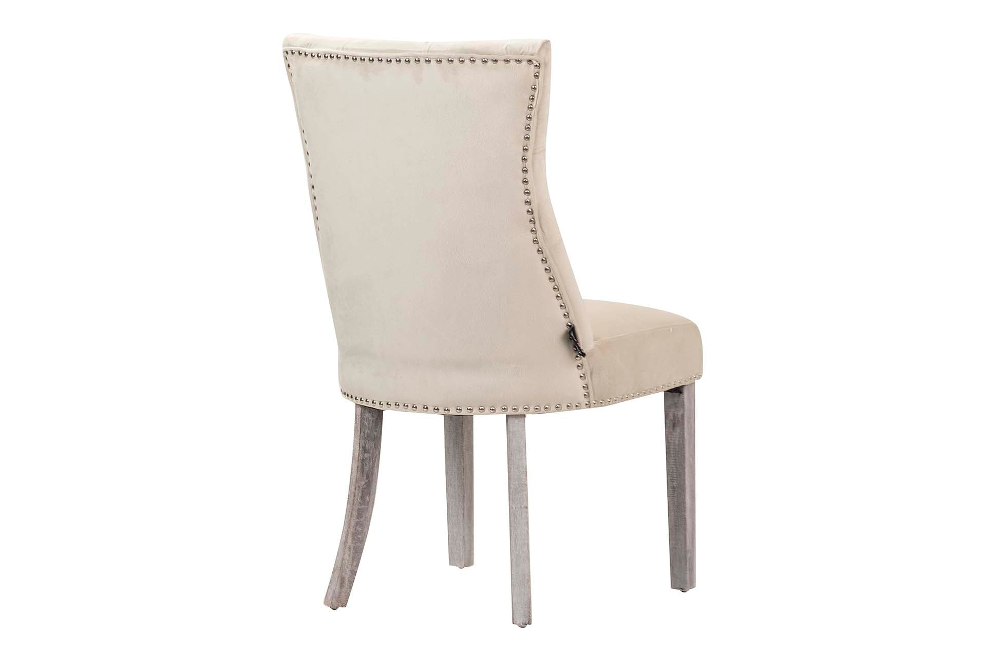 SILLA TACHUELAS VELVET BLANCO BODIE 54x55x97 CM - Min.2 uds