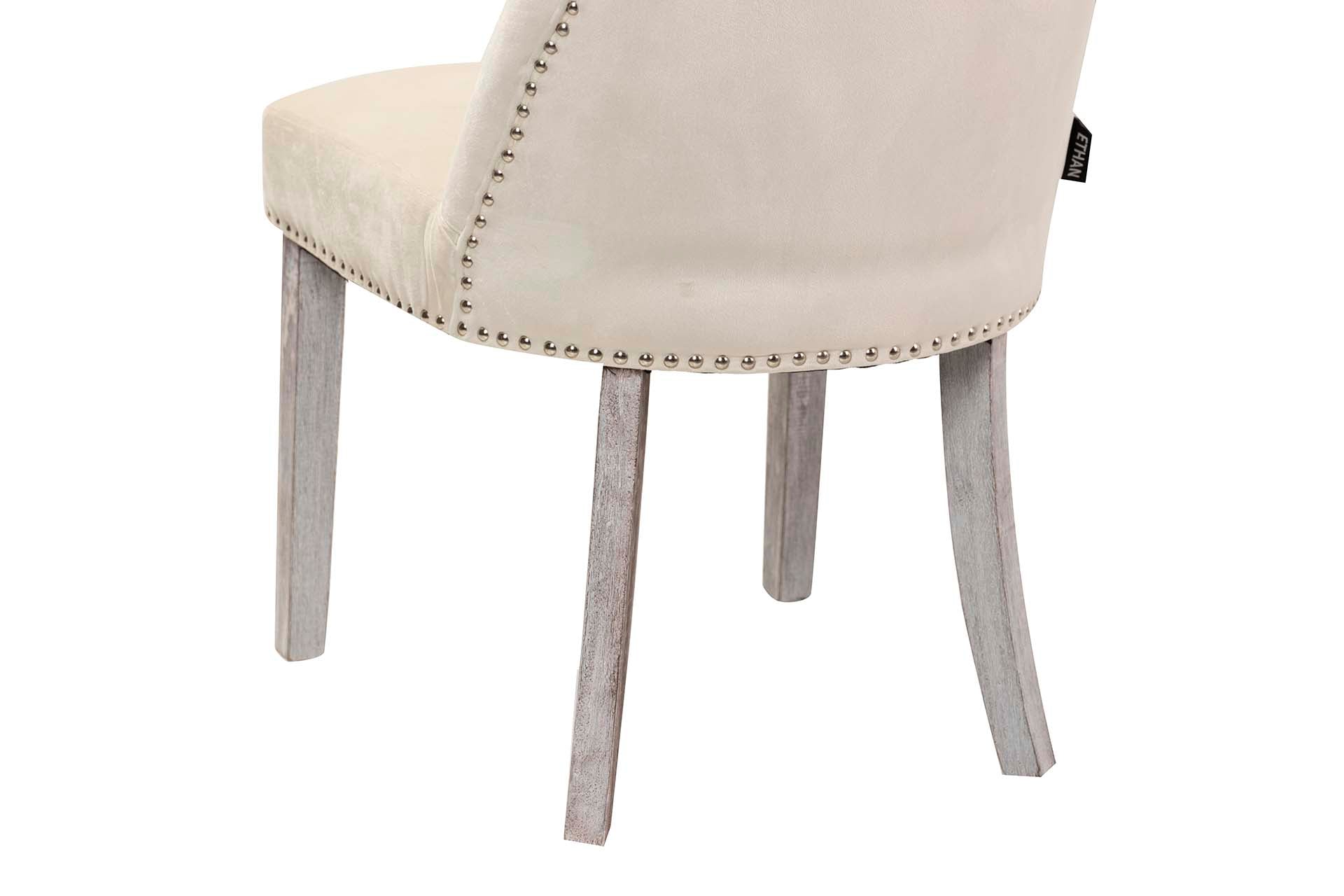 SILLA TACHUELAS VELVET BLANCO BODIE 54x55x97 CM - Min.2 uds