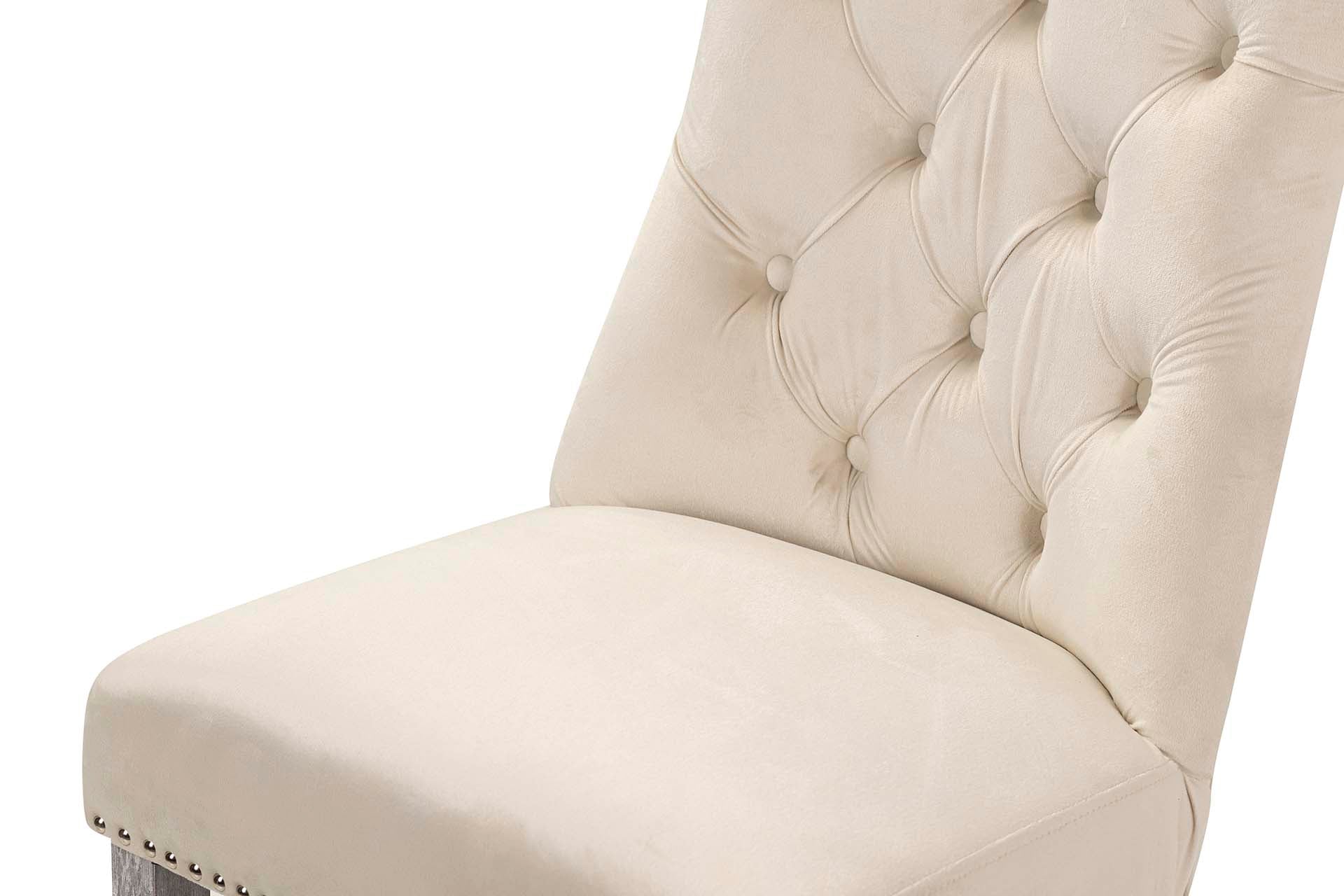 SILLA TACHUELAS VELVET BLANCO BODIE 54x55x97 CM - Min.2 uds