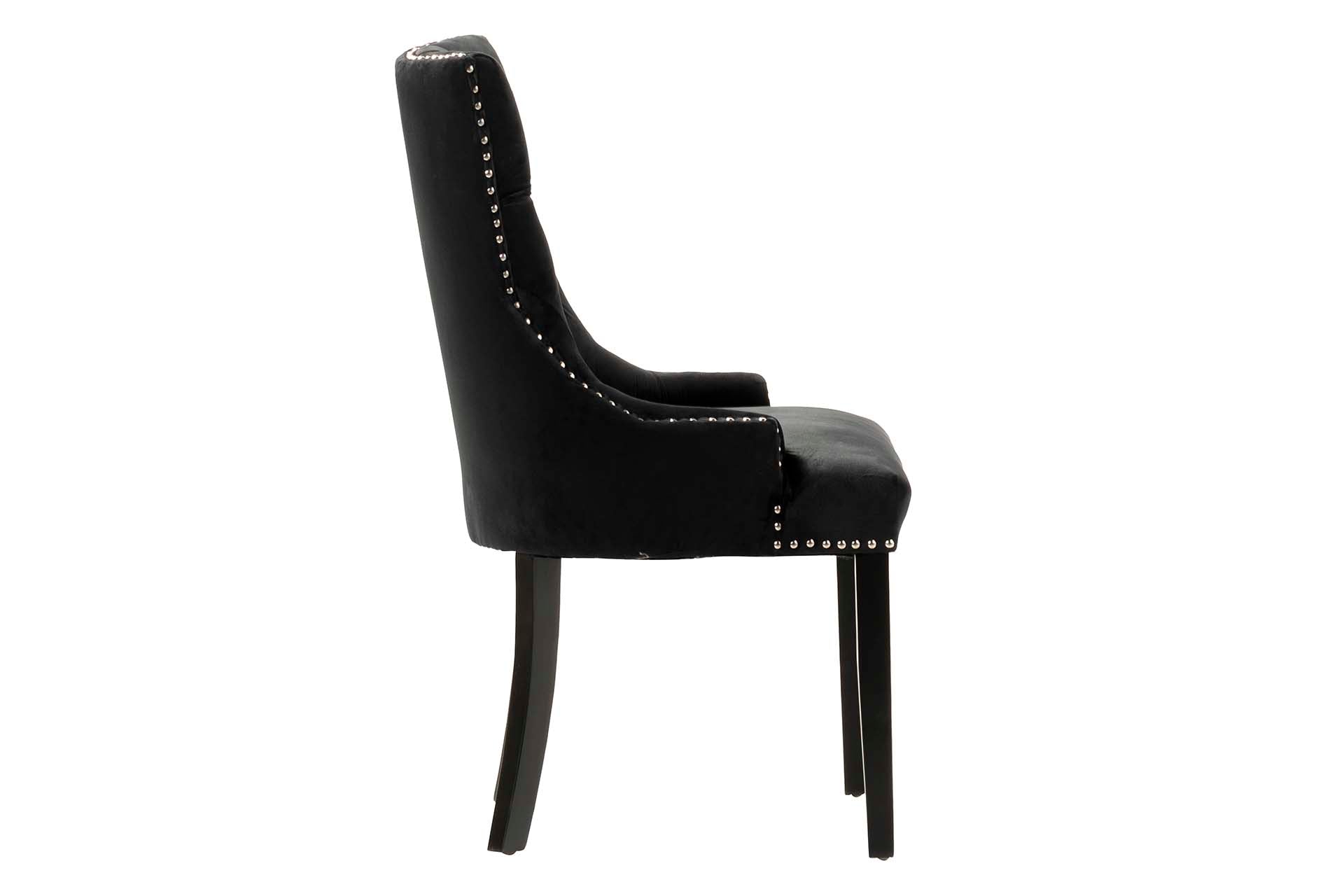 SILLA TACHUELAS VELVET NEGRA HARPERS 56x62x96CM - Min.2 uds