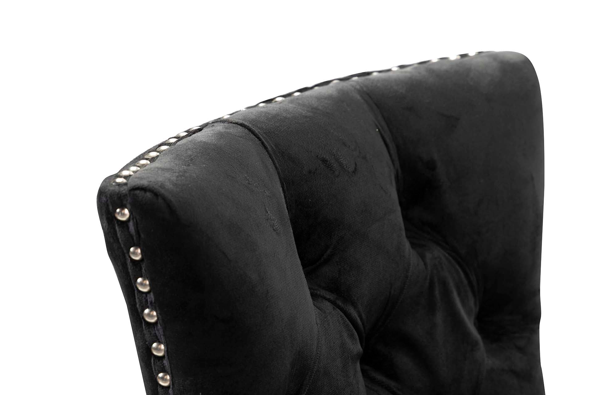 SILLA TACHUELAS VELVET NEGRA HARPERS 56x62x96CM - Min.2 uds