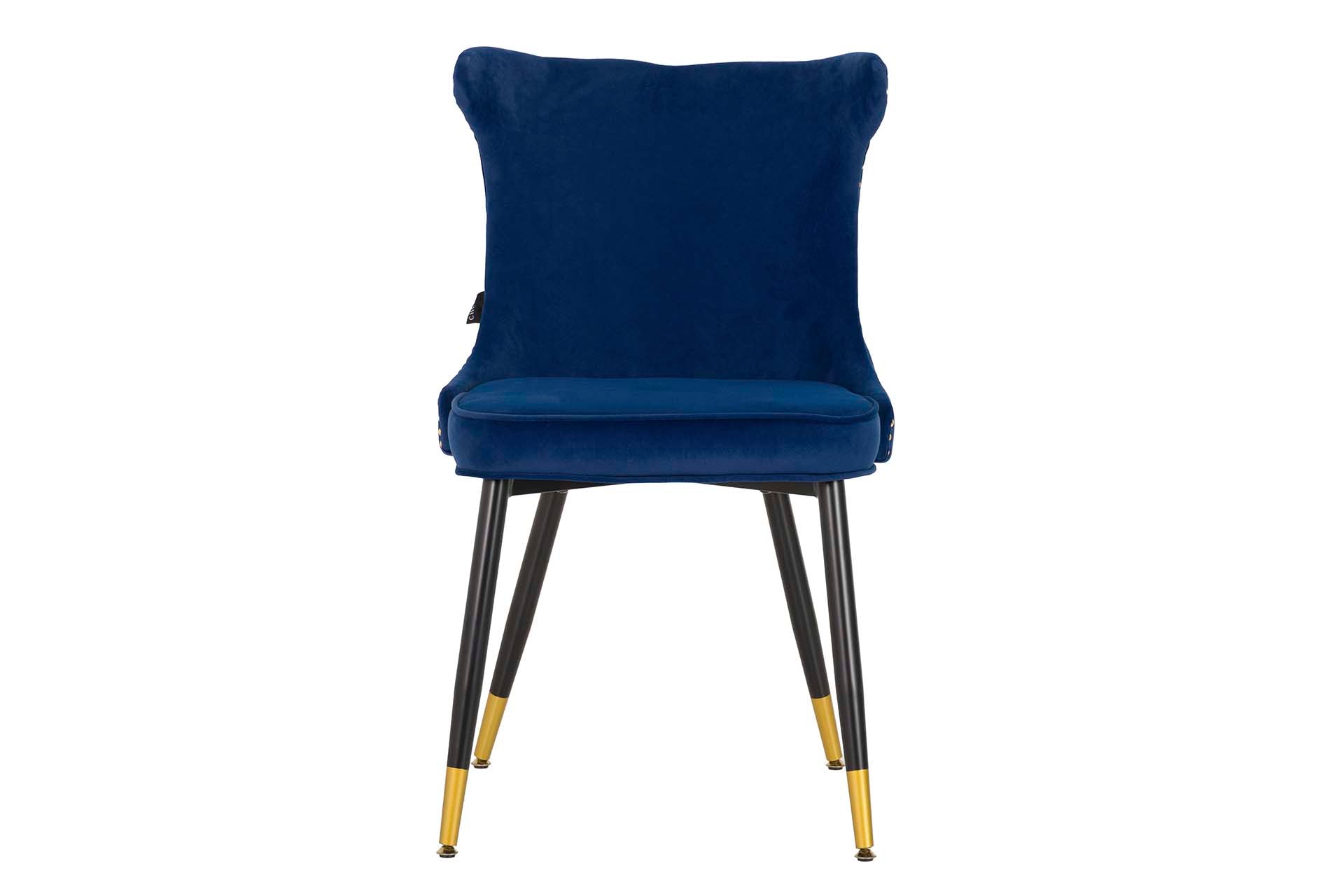 SILLA TACHUELAS VELVET AZUL ASPEN 49x54x79 CM - Min.2 uds