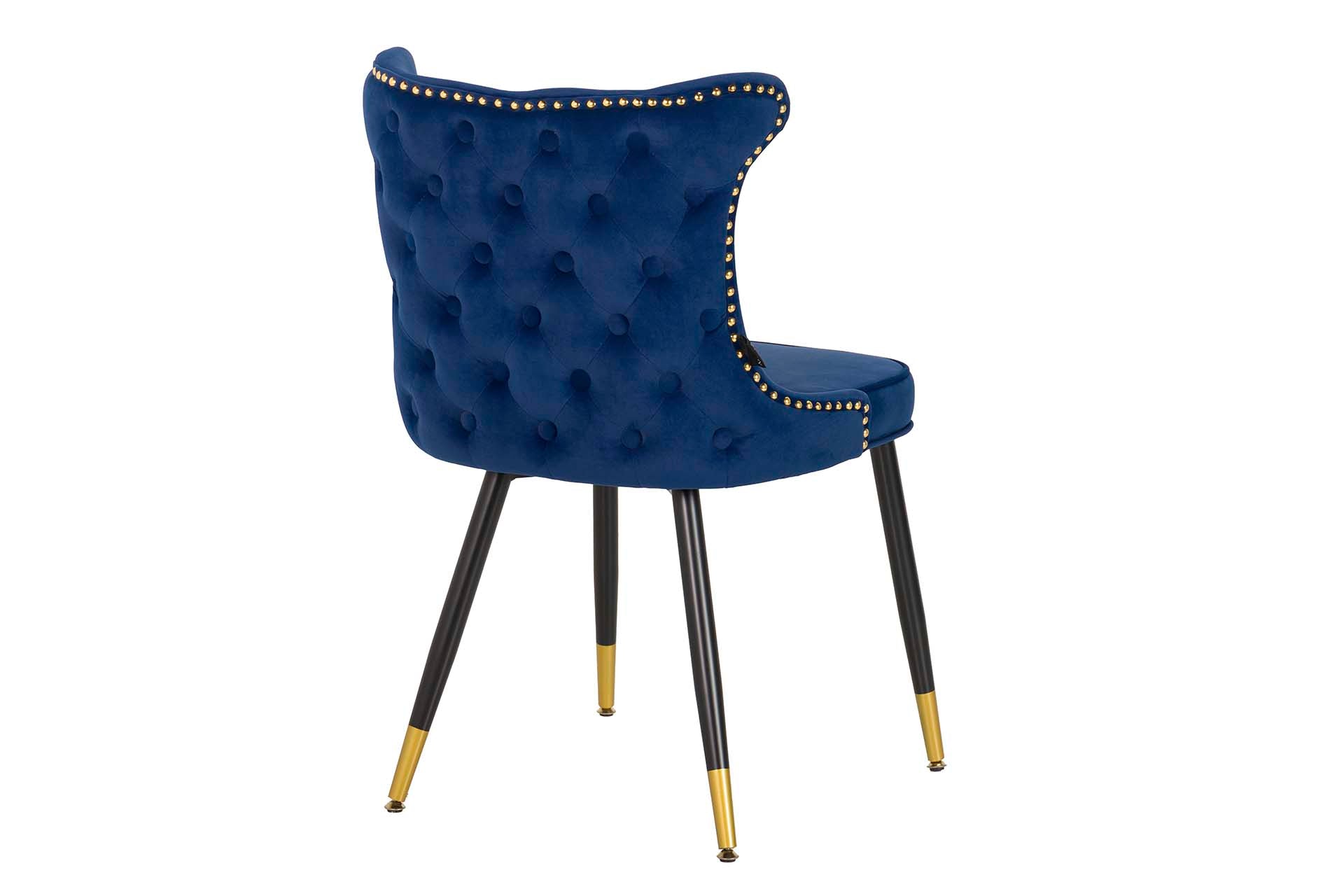 SILLA TACHUELAS VELVET AZUL ASPEN 49x54x79 CM - Min.2 uds