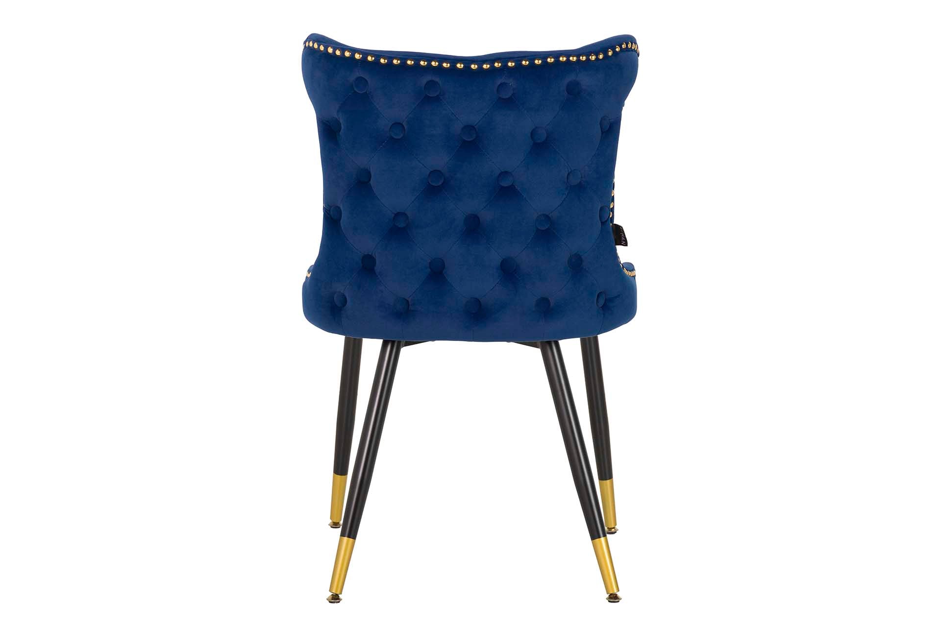 SILLA TACHUELAS VELVET AZUL ASPEN 49x54x79 CM - Min.2 uds