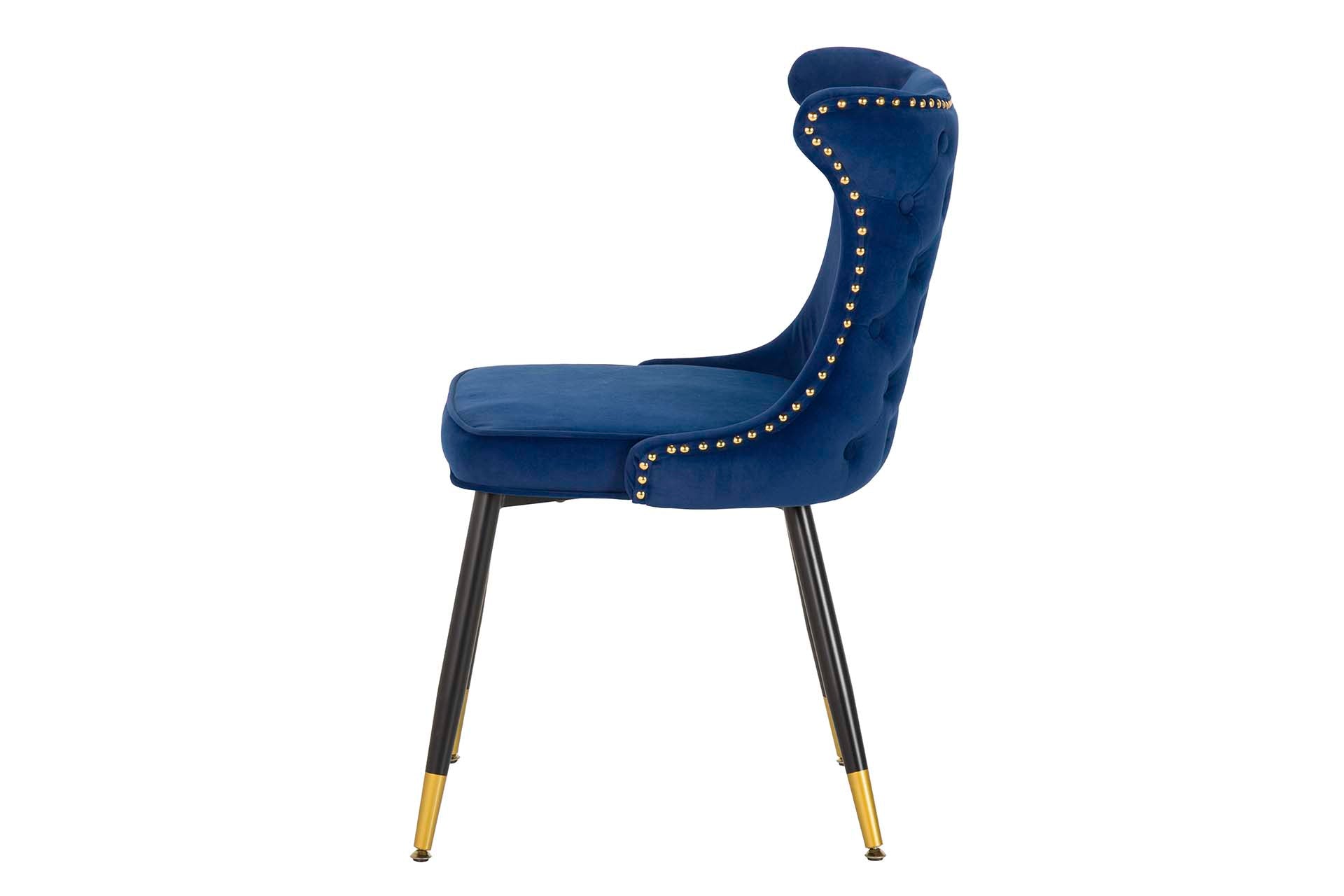 SILLA TACHUELAS VELVET AZUL ASPEN 49x54x79 CM - Min.2 uds