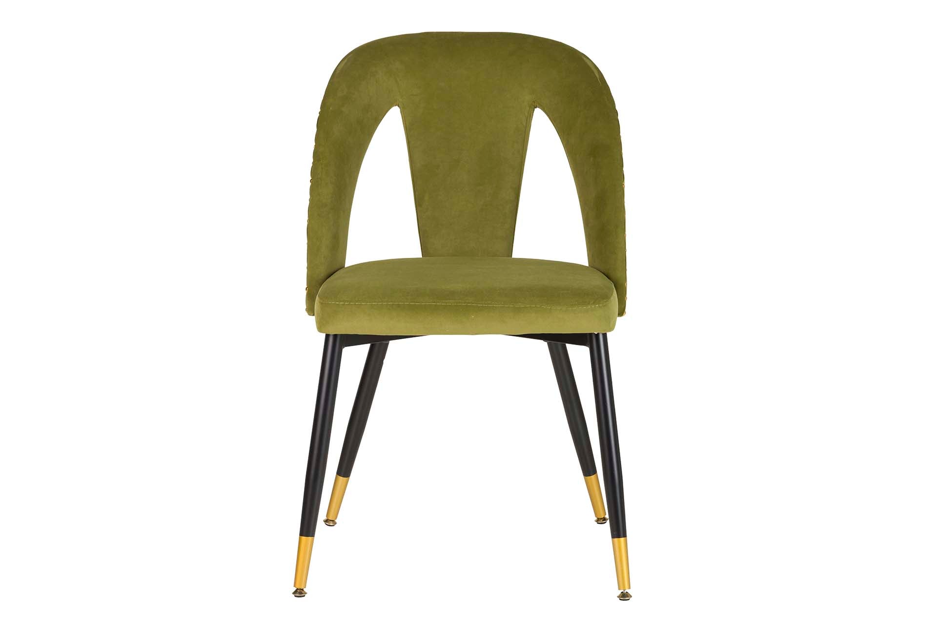 SILLA TACHUELAS VELVET VERDE STOWE 49x54x82 CM - Min.2 uds