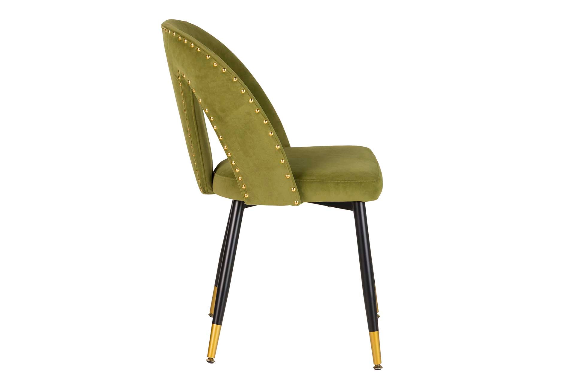 SILLA TACHUELAS VELVET VERDE STOWE 49x54x82 CM - Min.2 uds