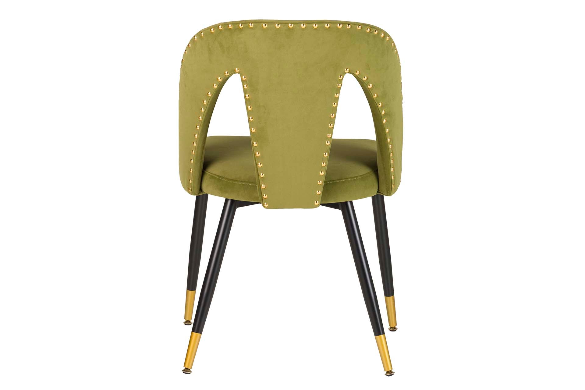 SILLA TACHUELAS VELVET VERDE STOWE 49x54x82 CM - Min.2 uds